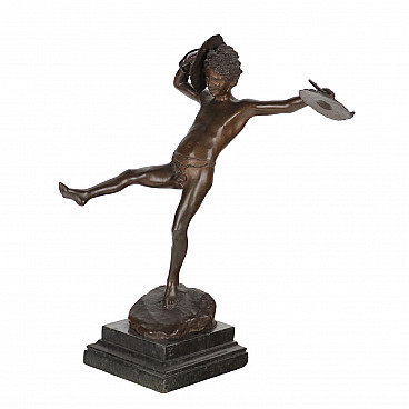 Giuseppe Renda Dancing Boy Bronze Sculpture Early 20th Century IntOndo