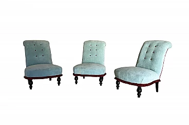 Set of 3 Carlo X celestial and red armchairs