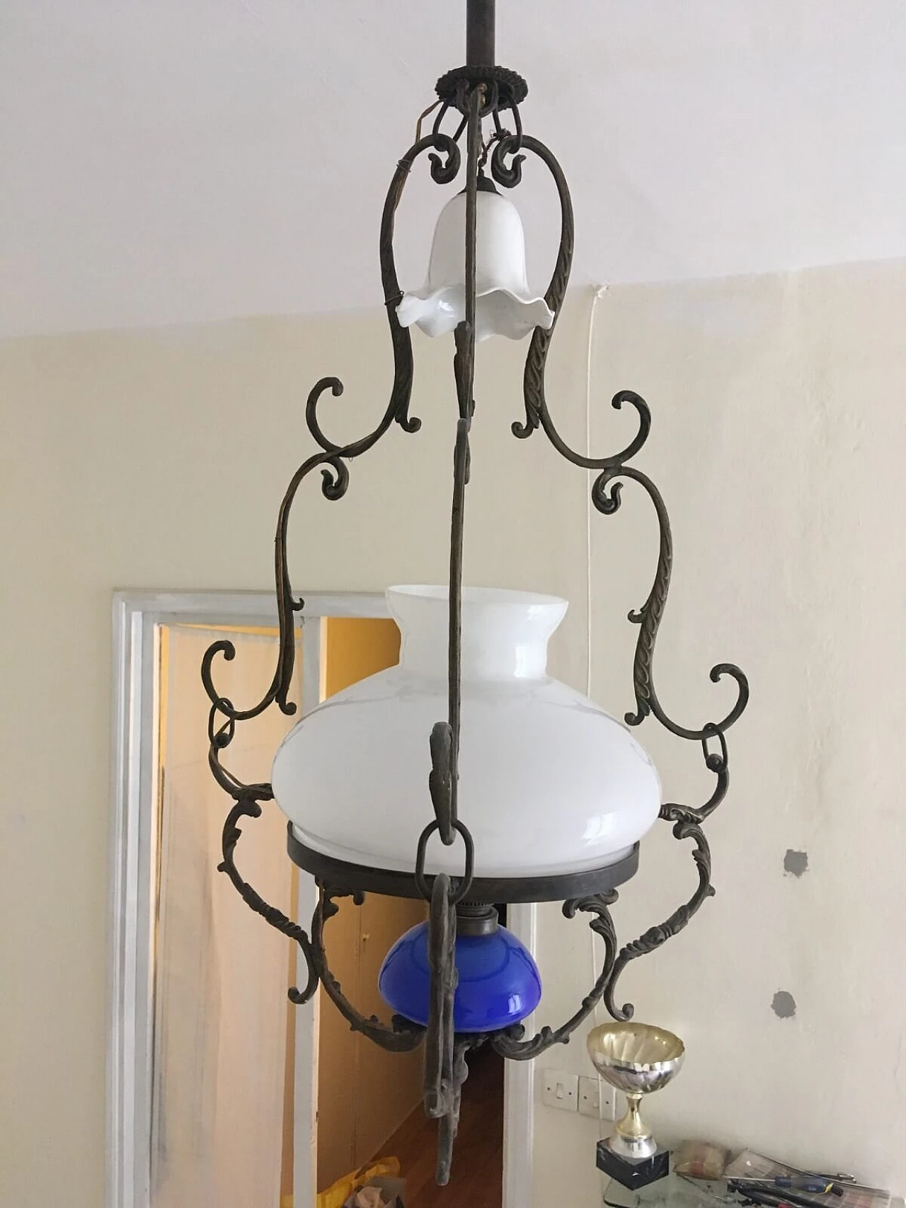 Liberty bronze chandelier, Italy, first half of the 20th century 2