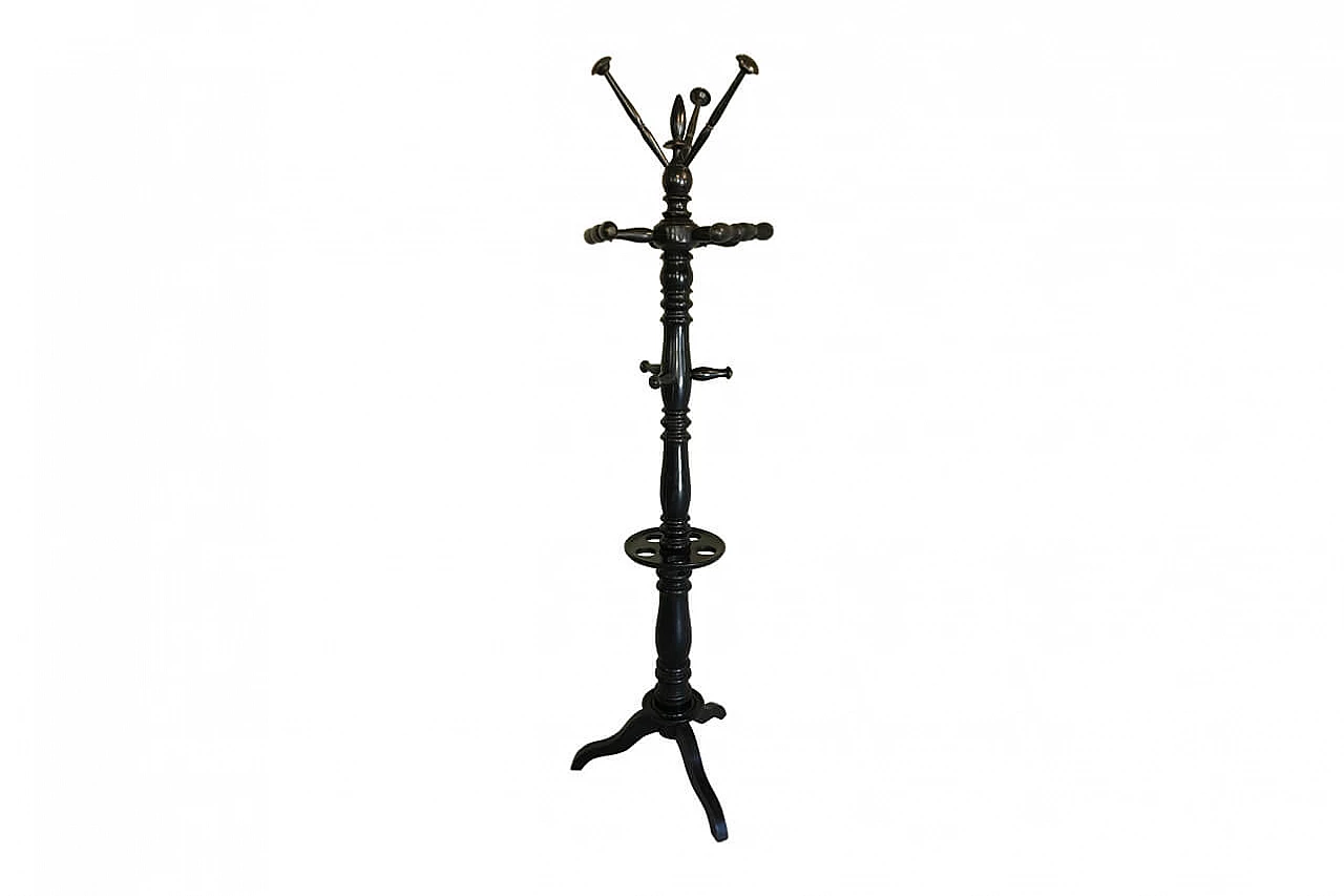 Walnut turned and ebonised column coat stand, mid-19th century 1