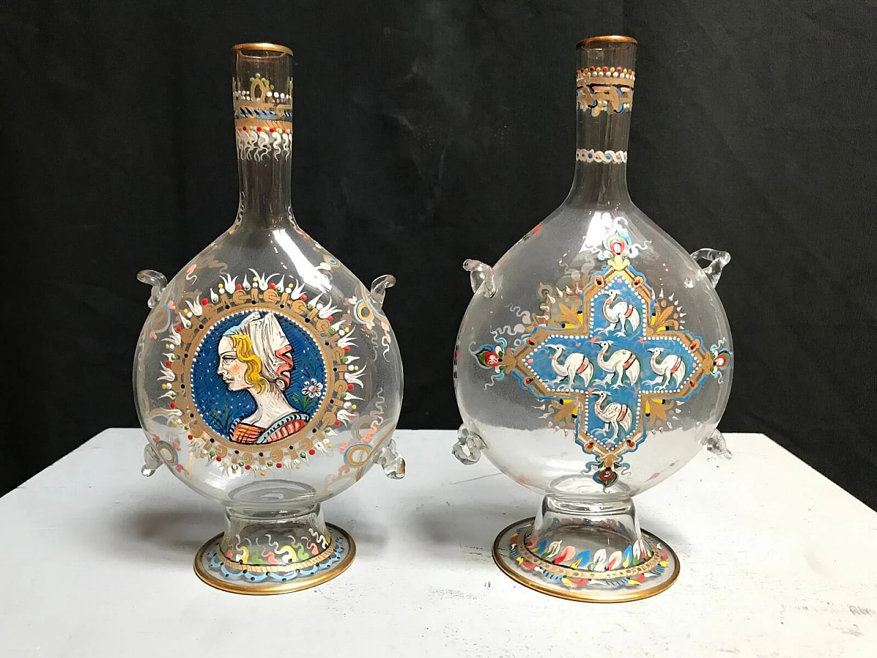 Coppia di bottiglie in vetro di Murano, primi '900 2