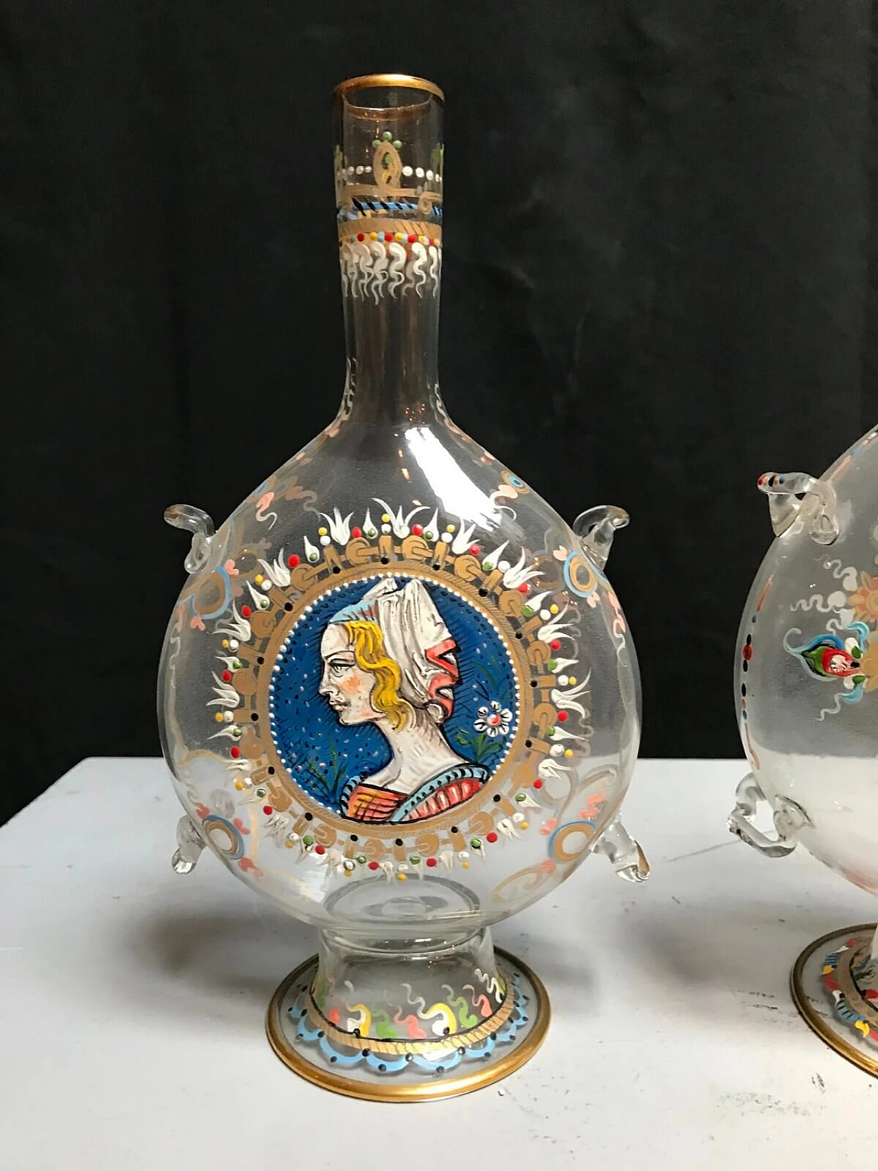 Coppia di bottiglie in vetro di Murano, primi '900 3