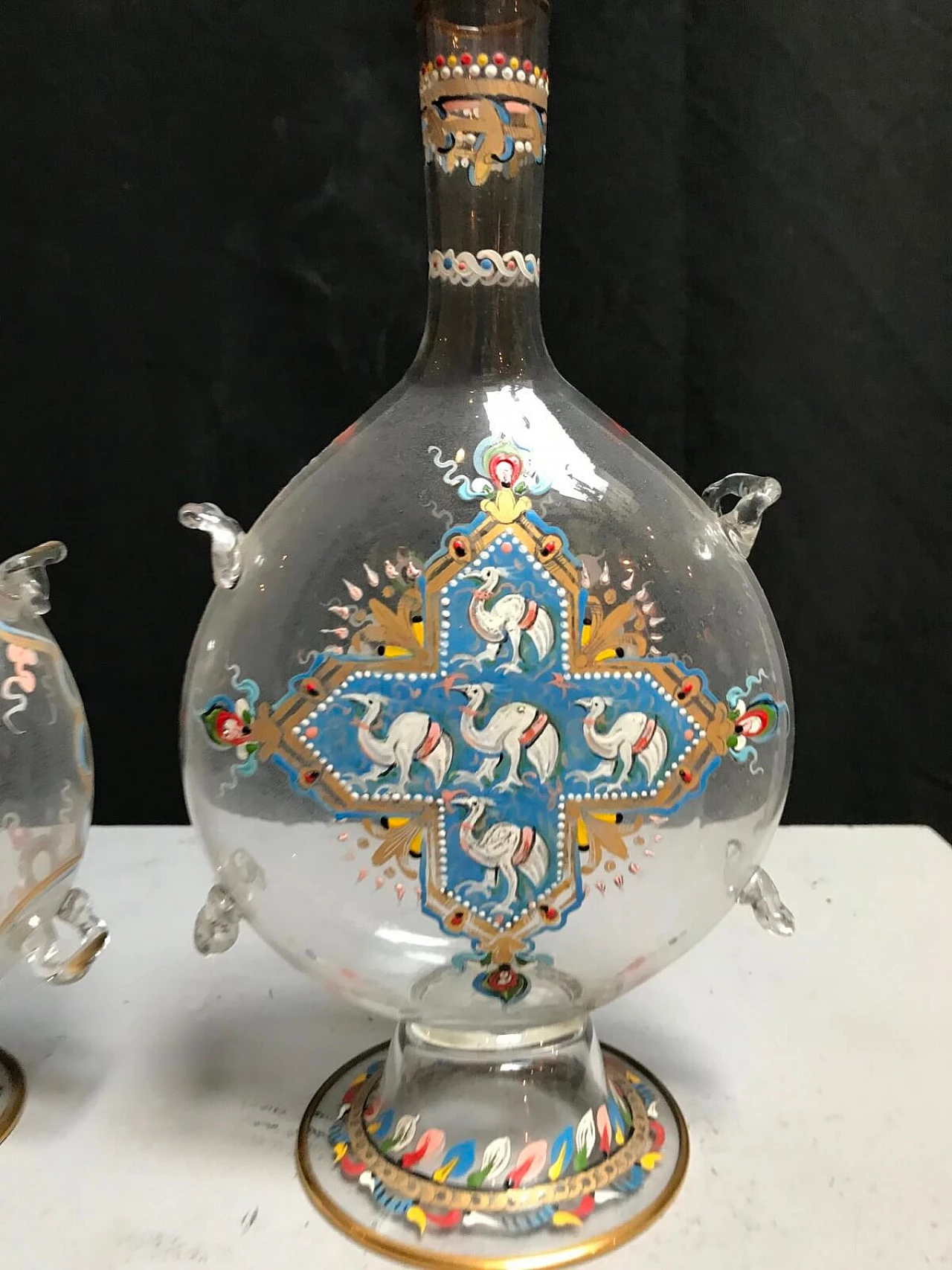 Coppia di bottiglie in vetro di Murano, primi '900 4
