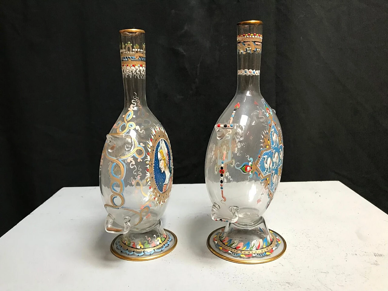 Coppia di bottiglie in vetro di Murano, primi '900 9