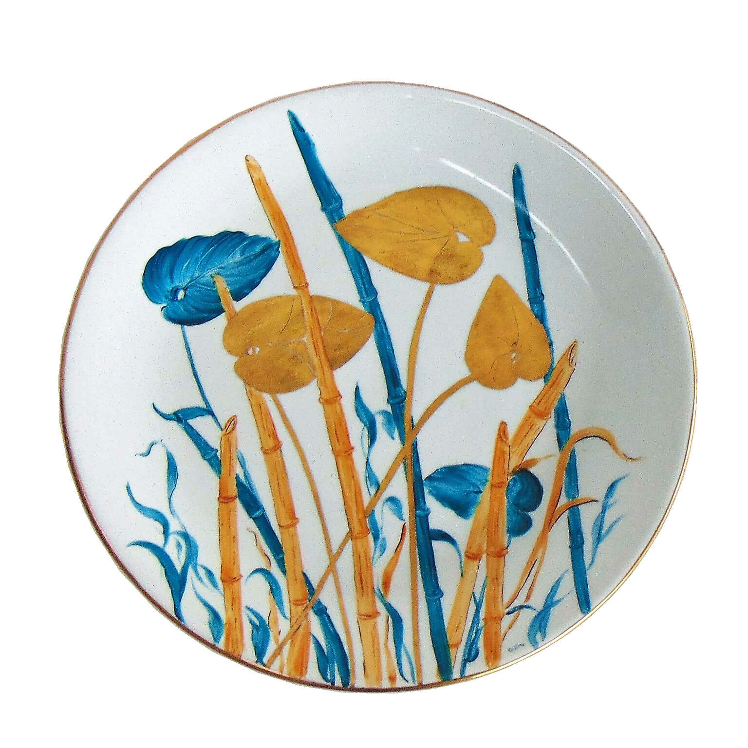 1980s Hand Painted Italian Plate, Porcelain and Pure Gold | intOndo