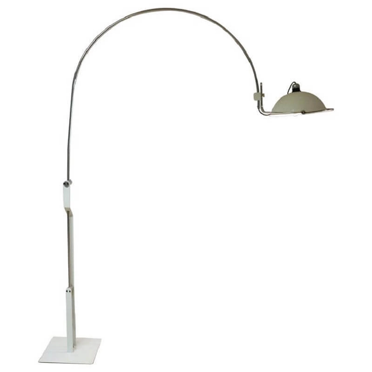 Lampada da terra in metallo cromato e verniciato bianco, anni '70 1071767