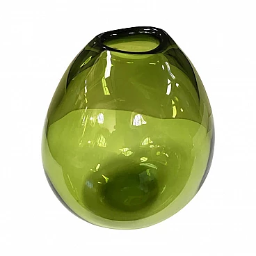 Green glass vase, by Per Lütken for Holmegaard, 1950s