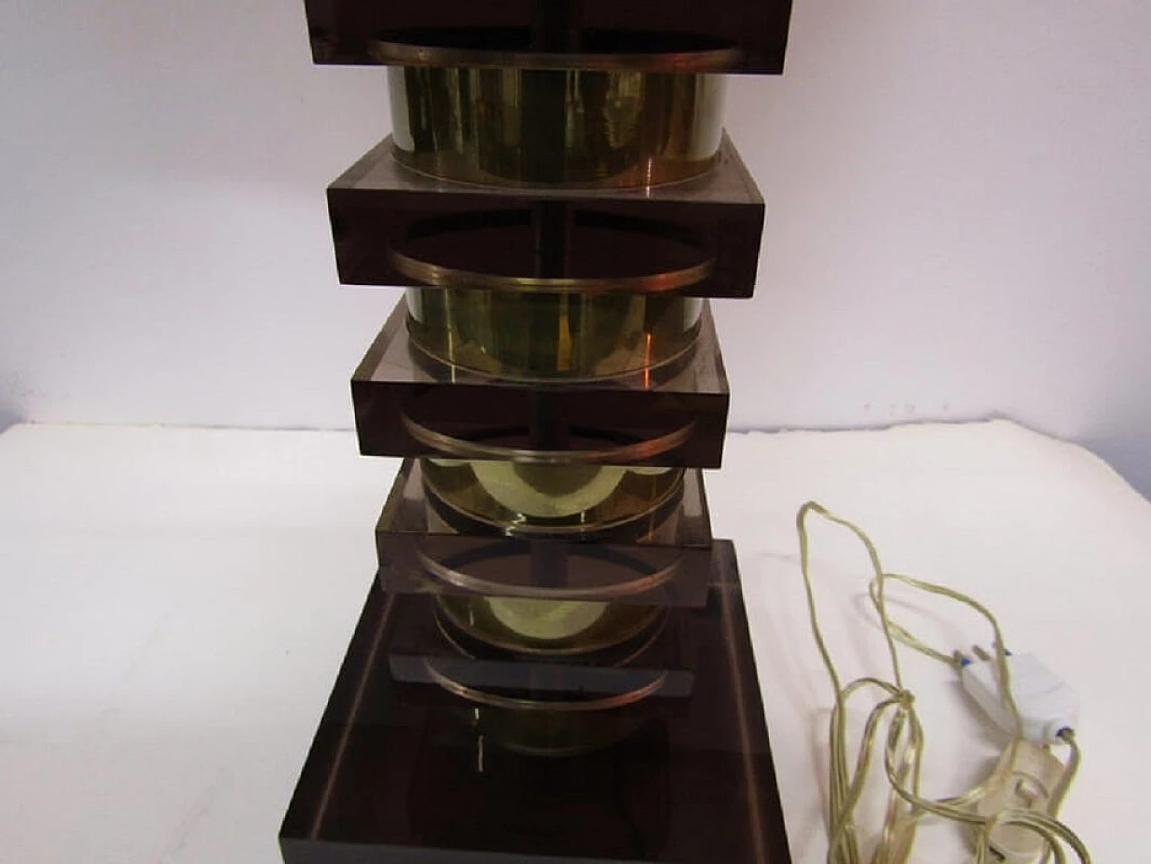 Table lamp, in chromed metal and plexiglass, 70's 1075734