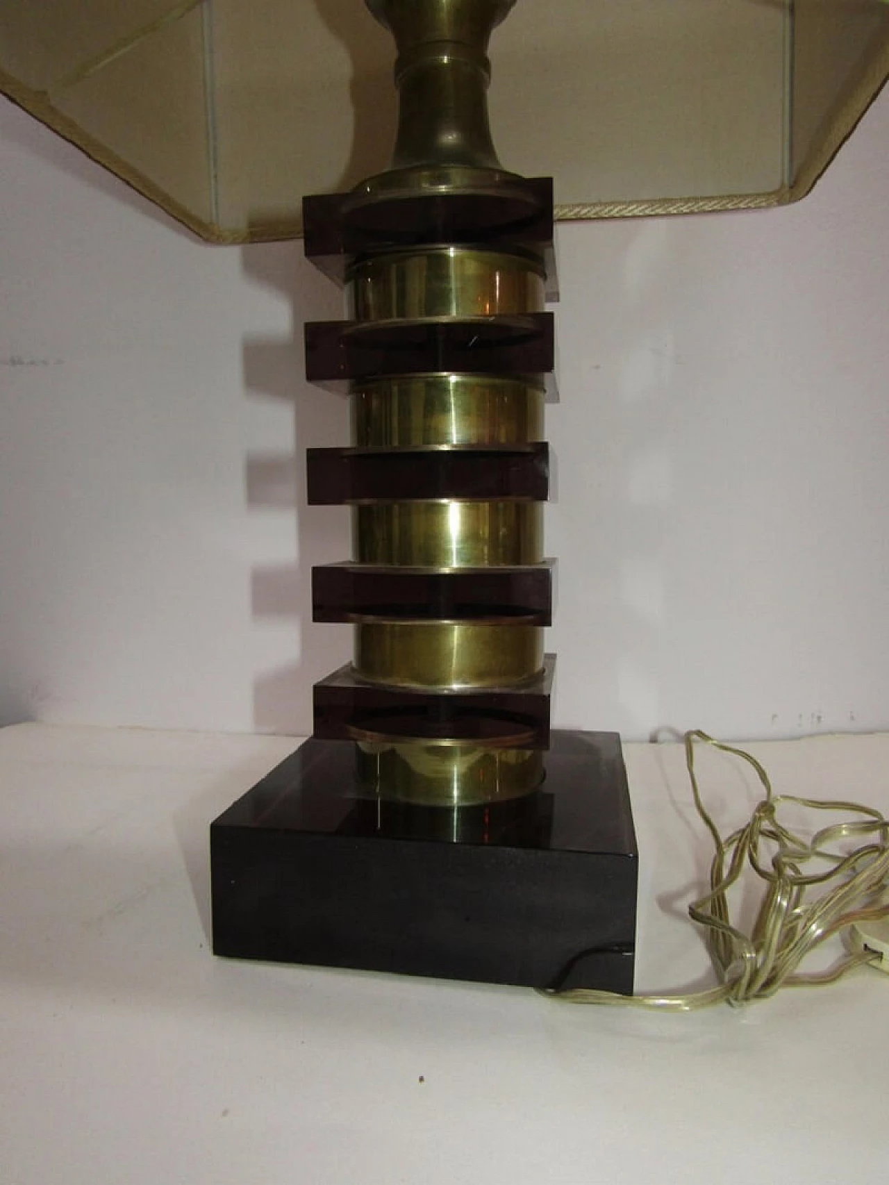 Table lamp, in chromed metal and plexiglass, 70's 1075739