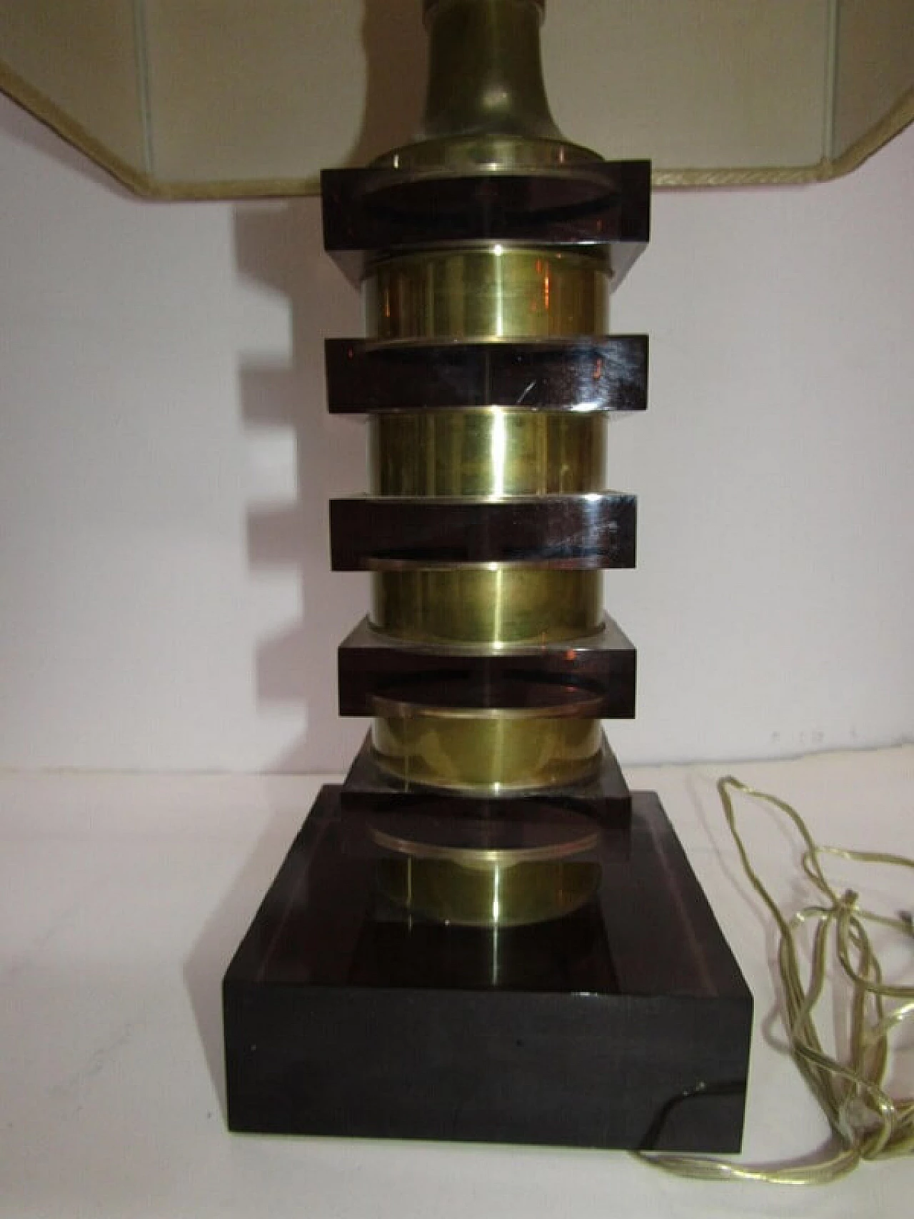 Table lamp, in chromed metal and plexiglass, 70's 1075740