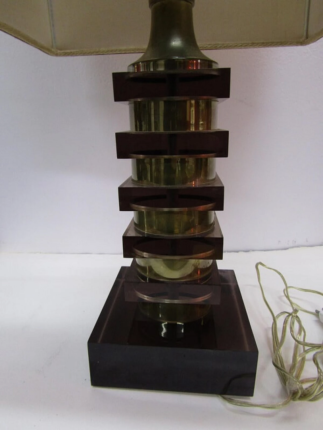 Table lamp, in chromed metal and plexiglass, 70's 1075742