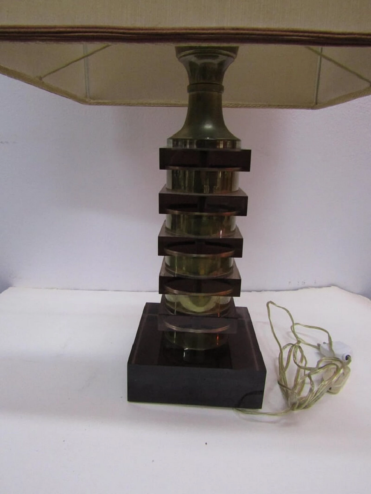 Table lamp, in chromed metal and plexiglass, 70's 1075744