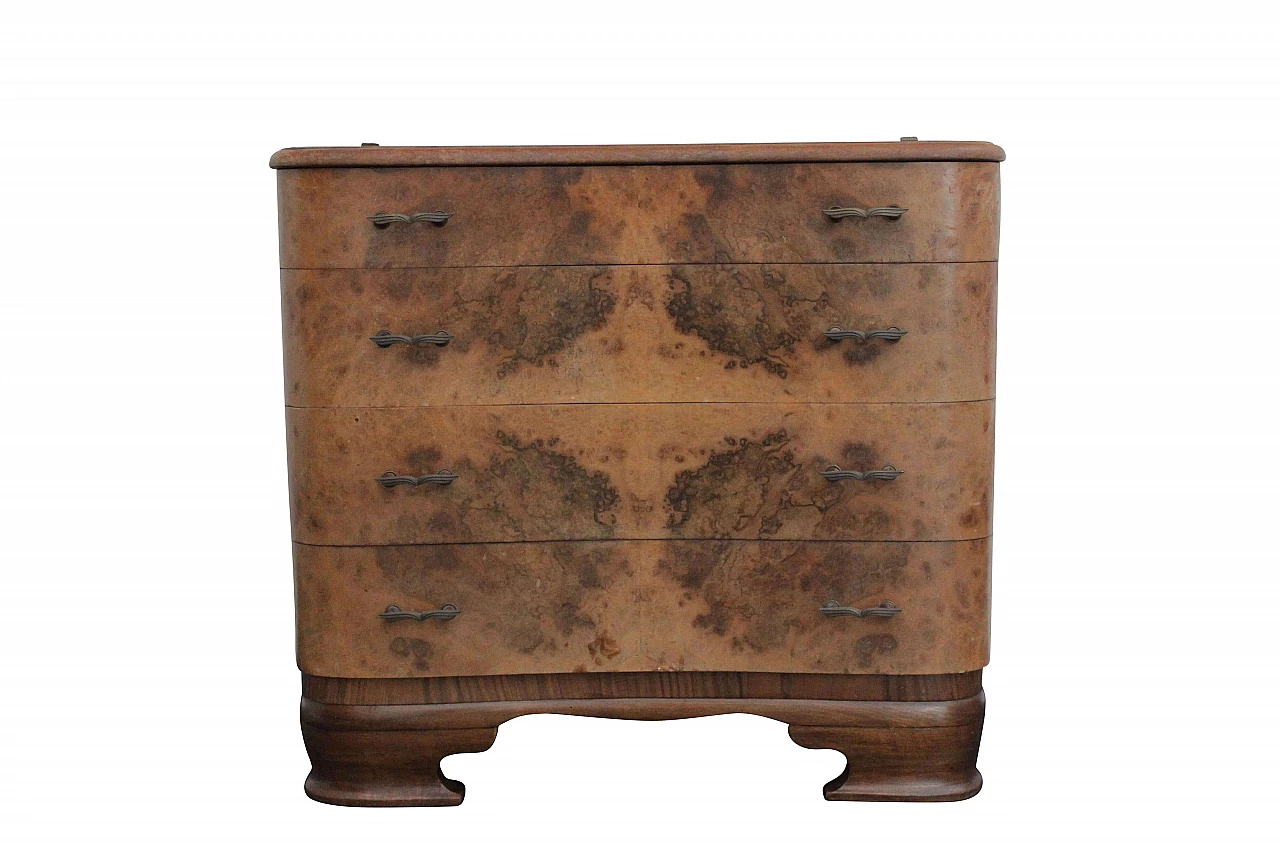 Small walnut art deco chest of drawers 1079579