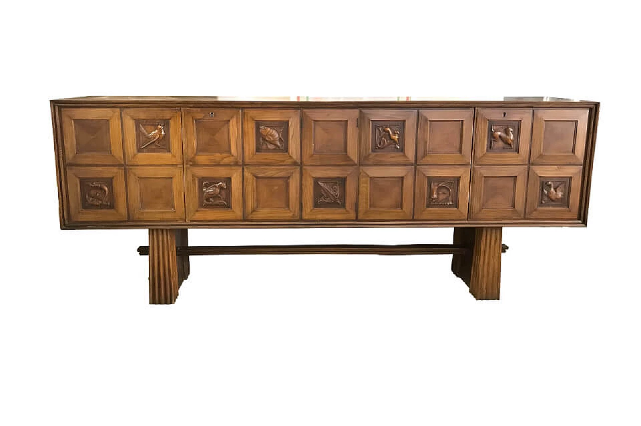 Wooden sideboard decorated, 40s 1