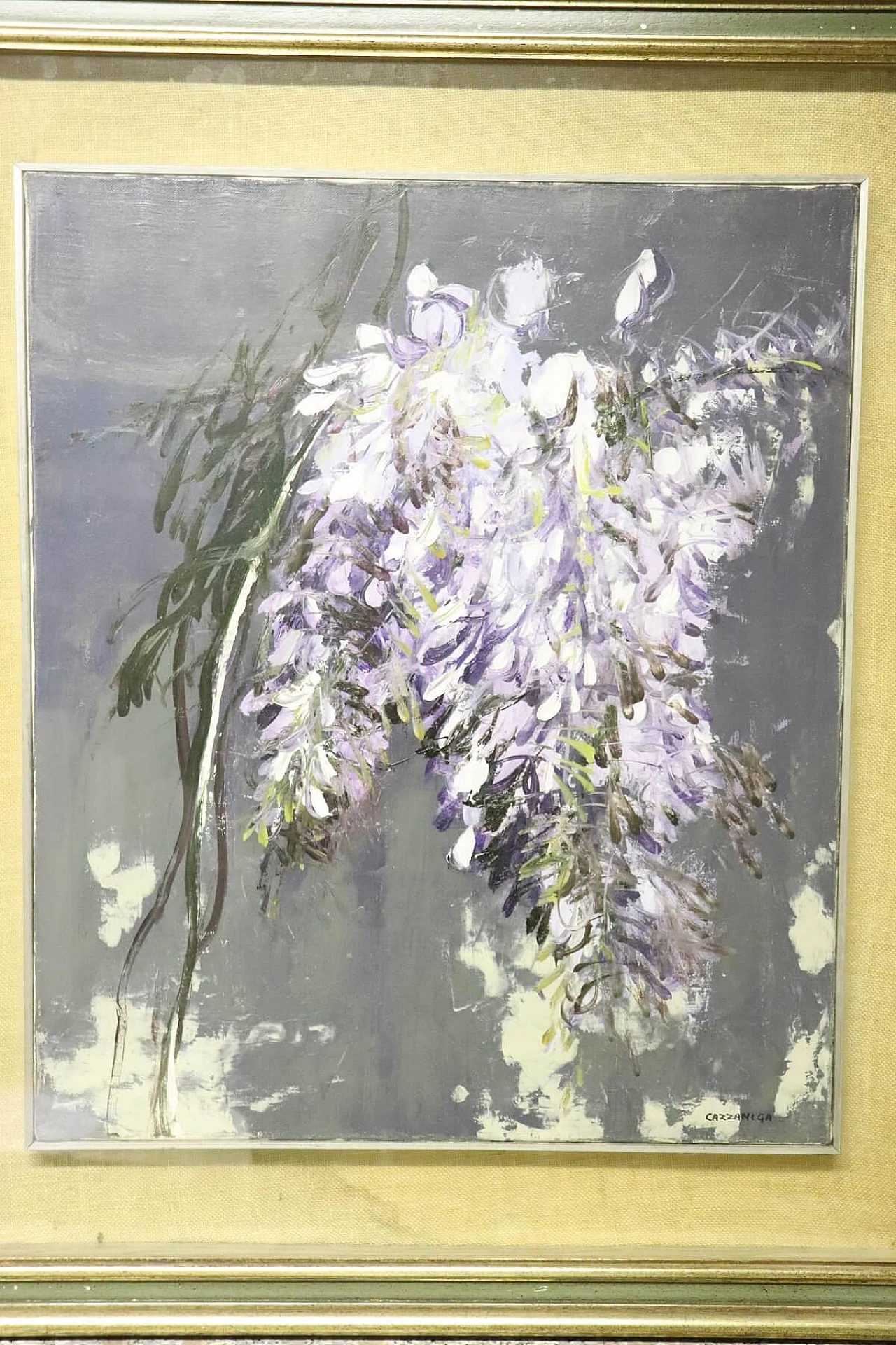 “Glicine”, oil painting on canvas by Giancarlo Cazzaniga (1930-2013) 1083200