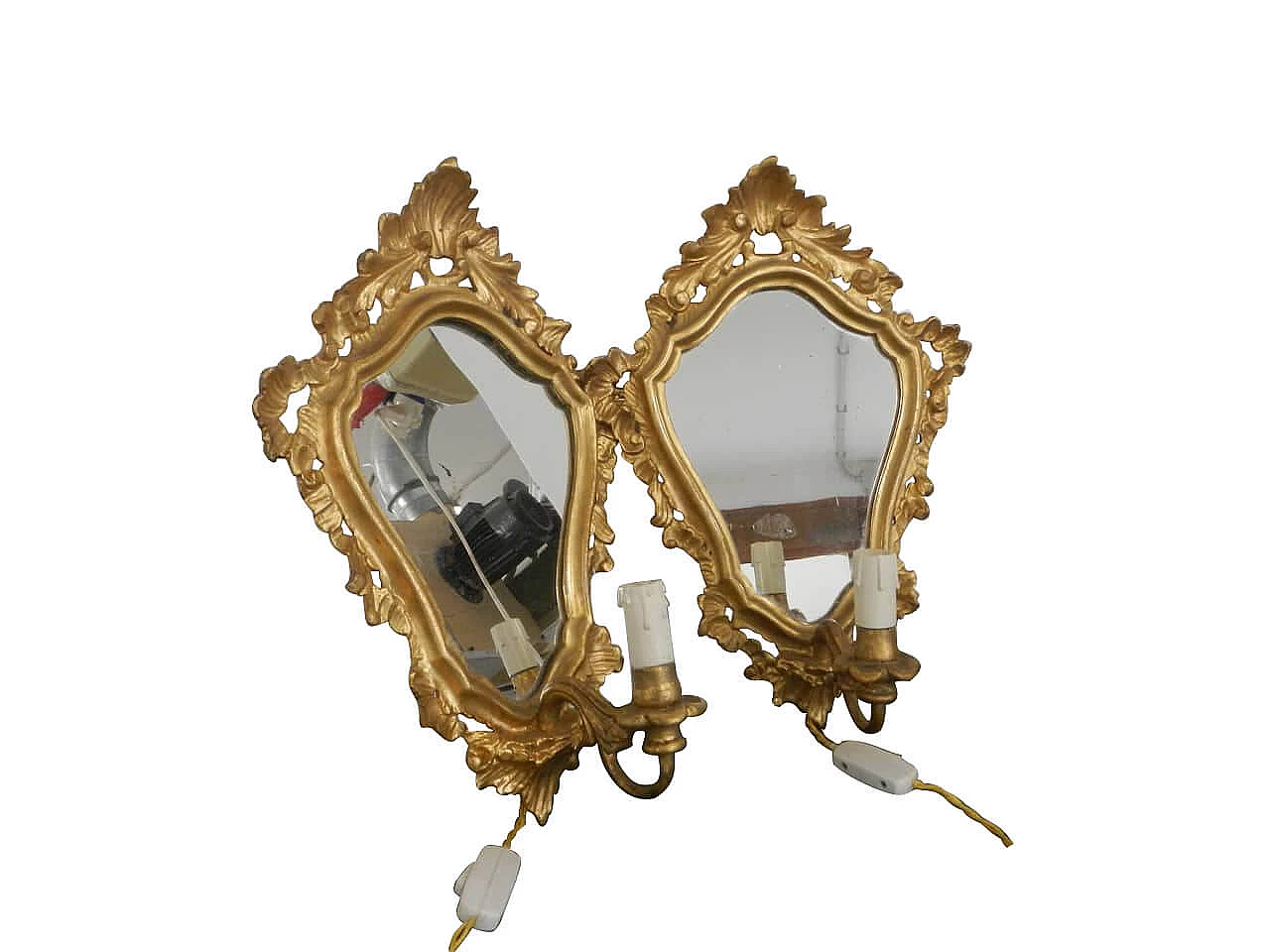 Pair of mirrors with golden frame, early 1900's 1083904