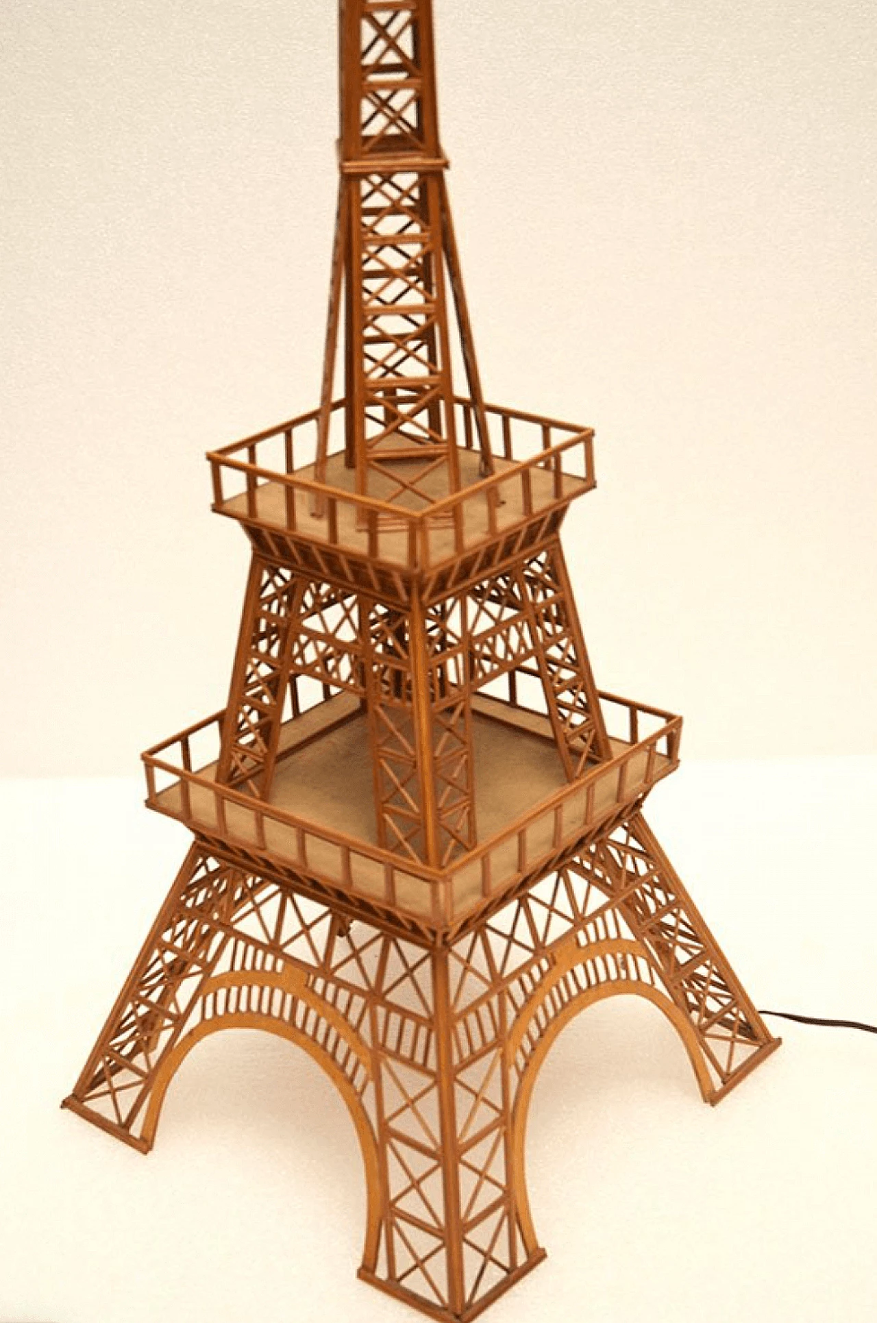 Wooden Eiffel Tower Sculpture with light, 1960s 1148011