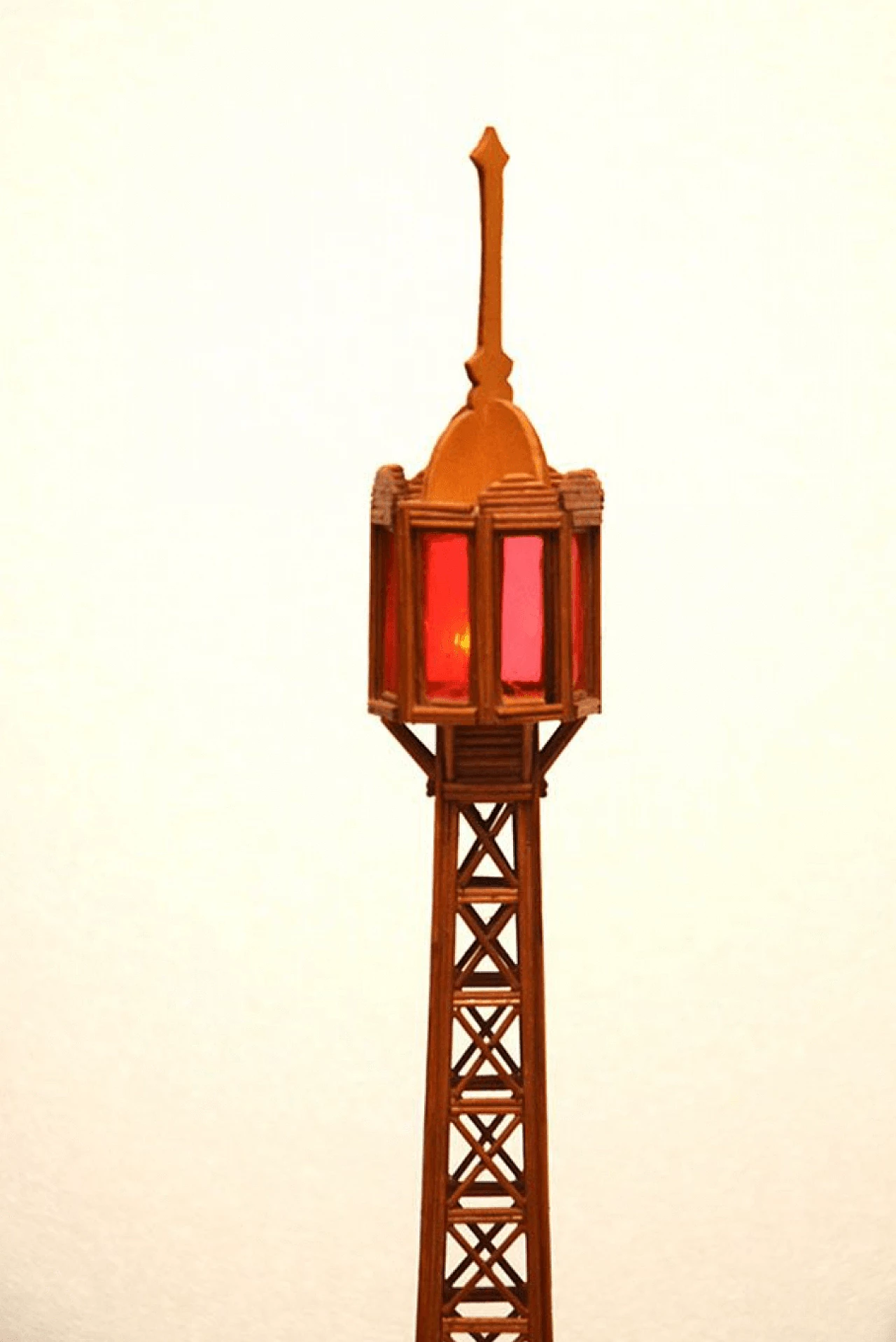 Wooden Eiffel Tower Sculpture with light, 1960s 1148012