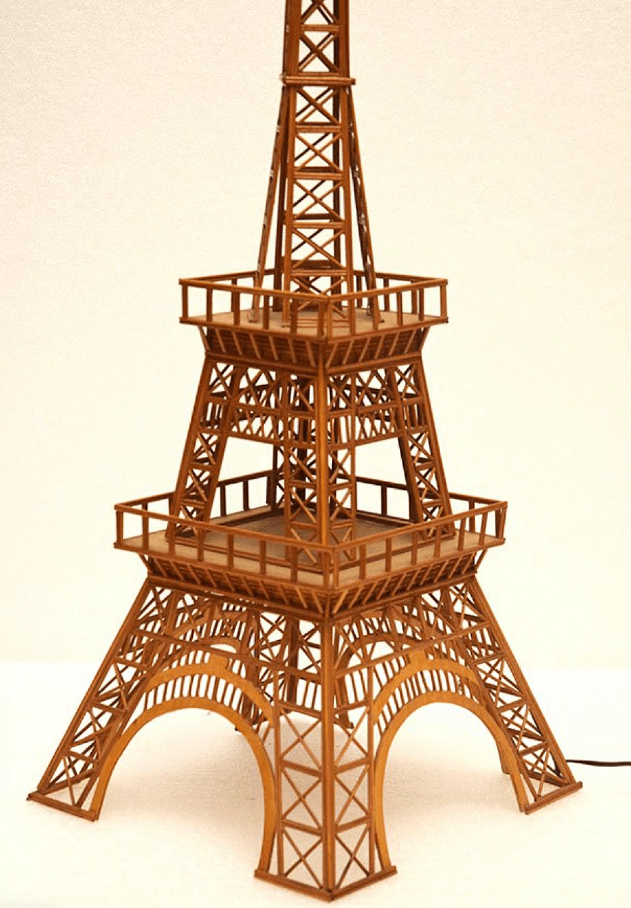 Wooden Eiffel Tower Sculpture with light, 1960s 1148013