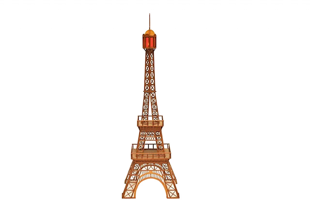 Wooden Eiffel Tower Sculpture with light, 1960s 1148050