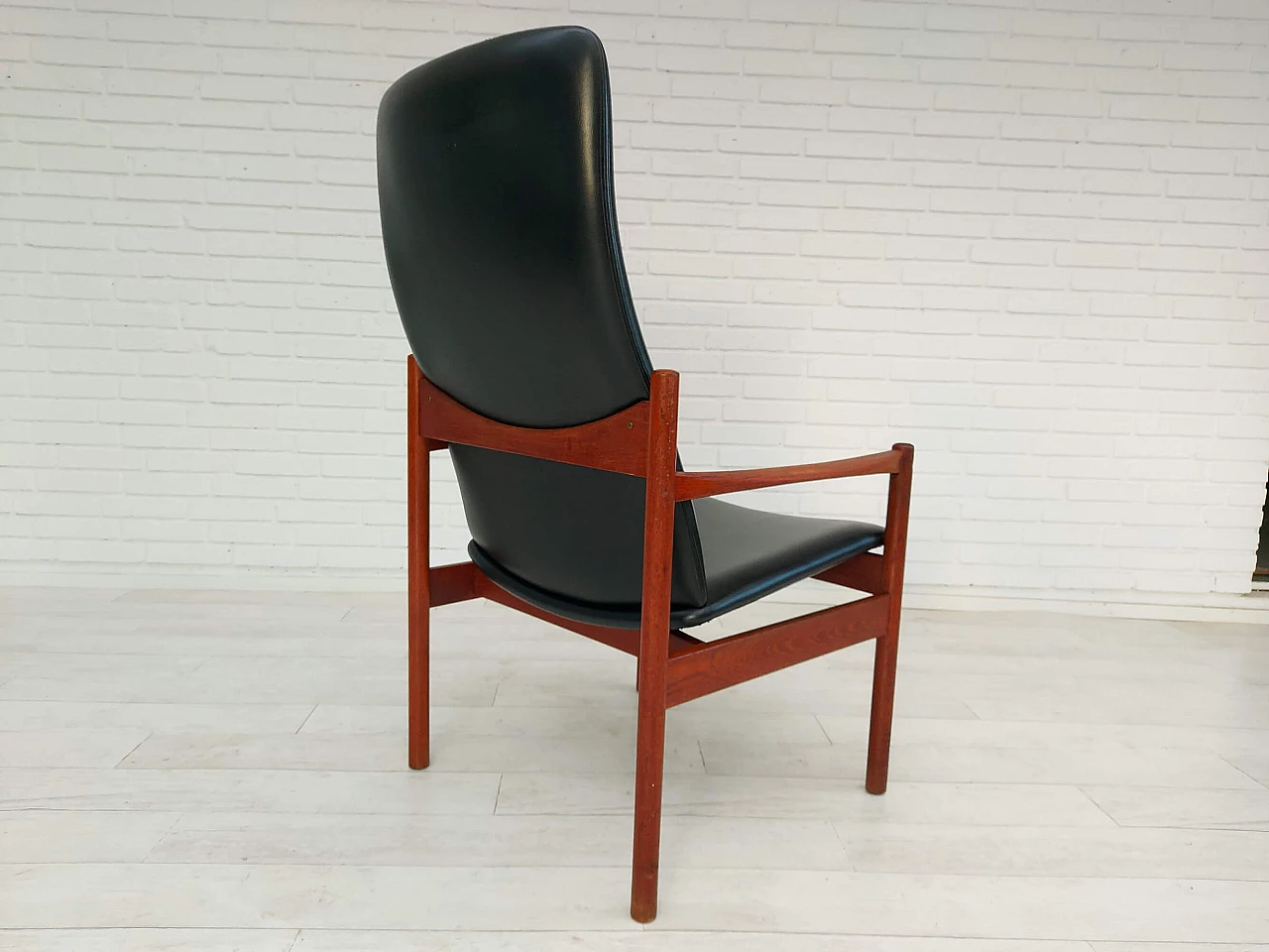 Danish armchair with stool in teak wood, 60s 1152875