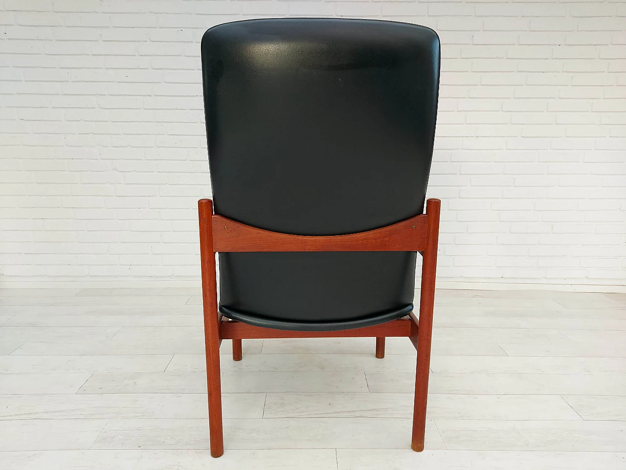 Danish armchair with stool in teak wood, 60s 1152876