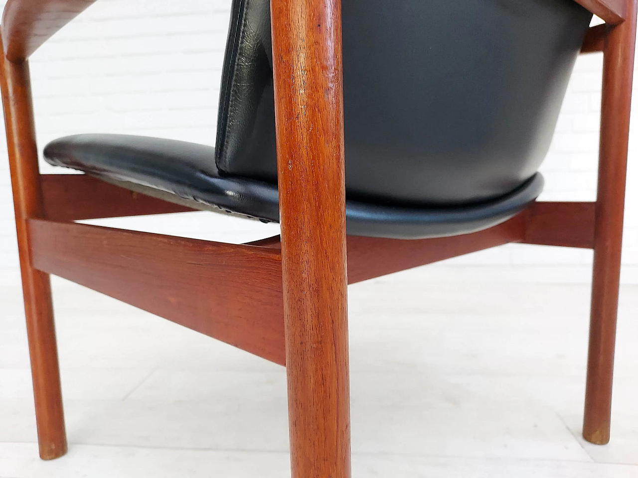 Danish armchair with stool in teak wood, 60s 1152878