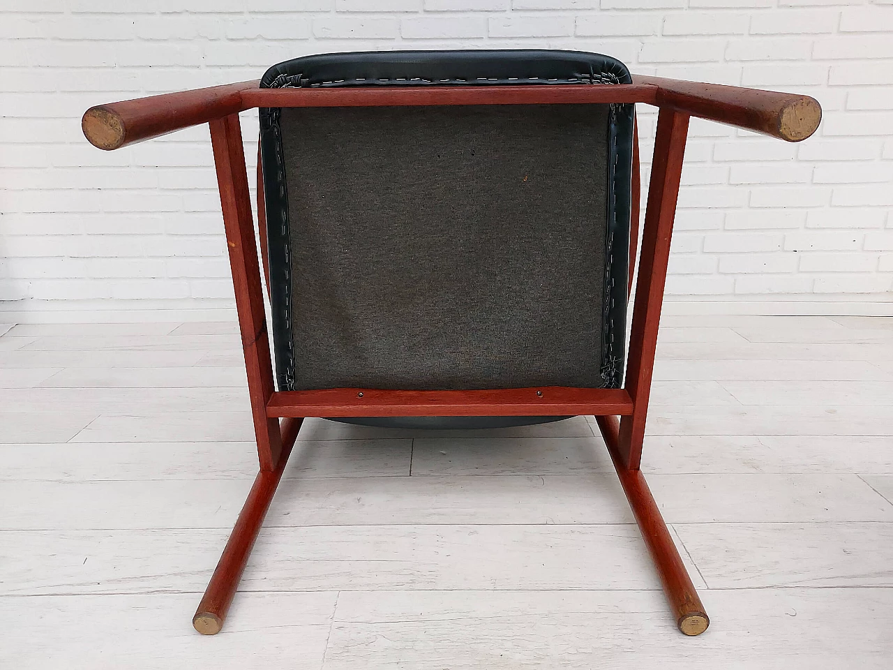 Danish armchair with stool in teak wood, 60s 1152884