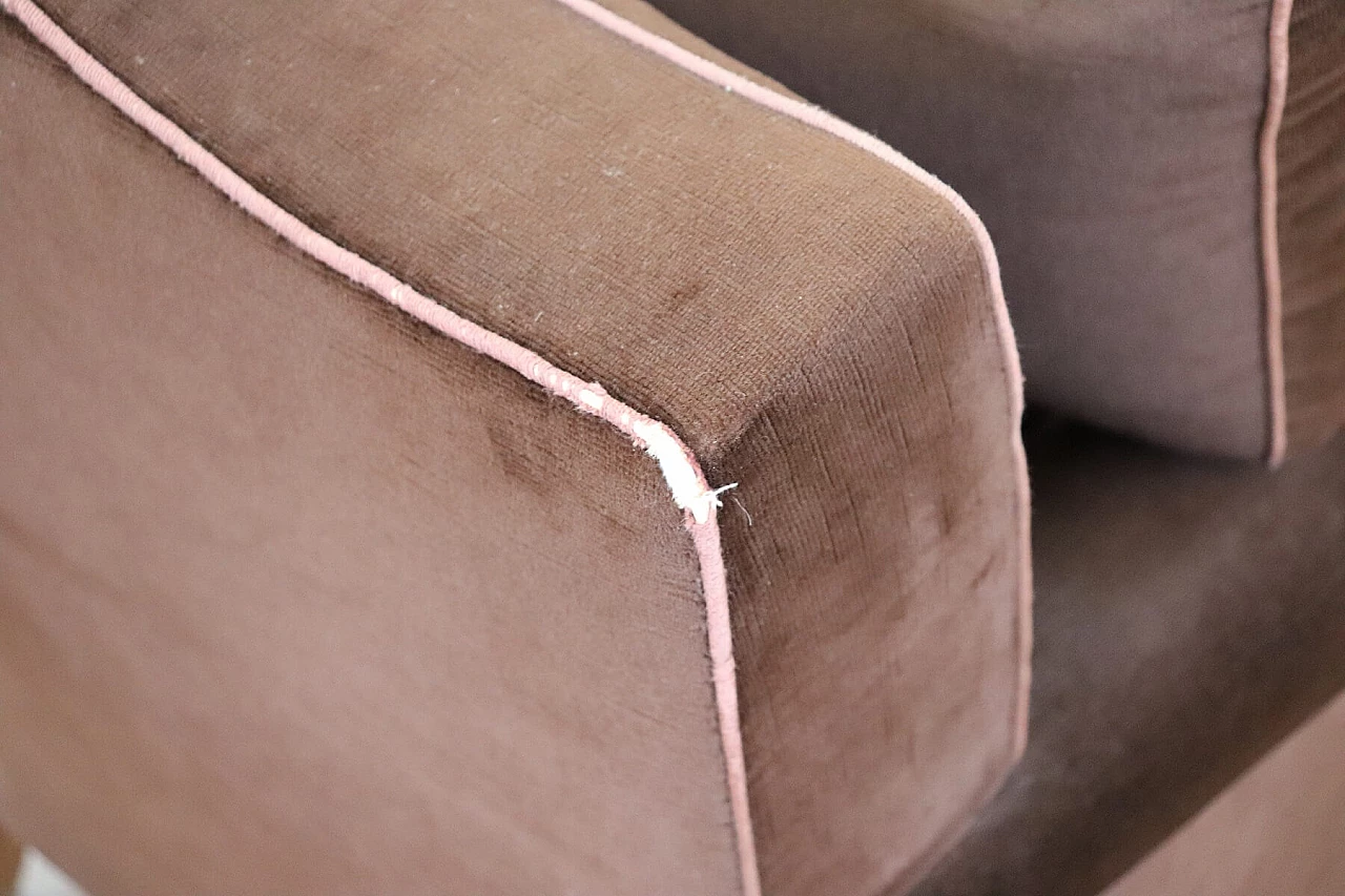 Pair of brown velvet armchairs, 80's 1153513