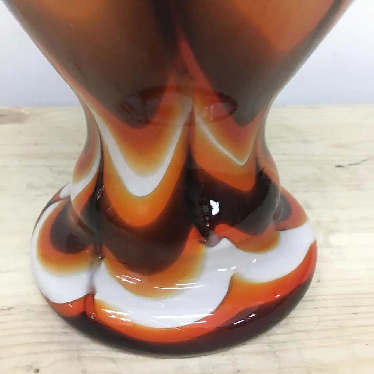 Opaline, orange and brown glass vase by Carlo Moretti, 70s 1159649