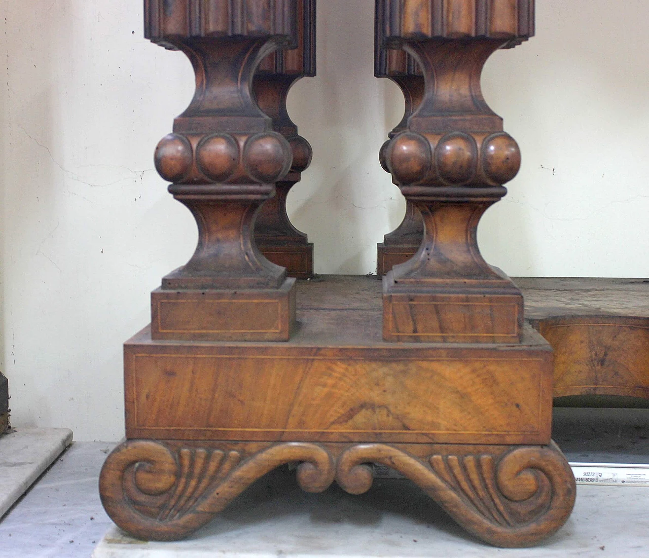 Olive wood console table with marble top by George Smith, '800 1160055