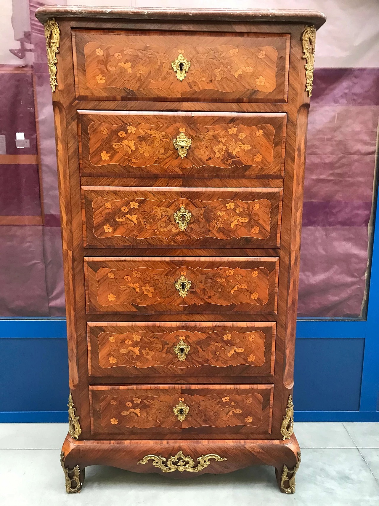 Secretaire lastronato ed intarsiato con bronzi, Napoleone III, '800 1163439