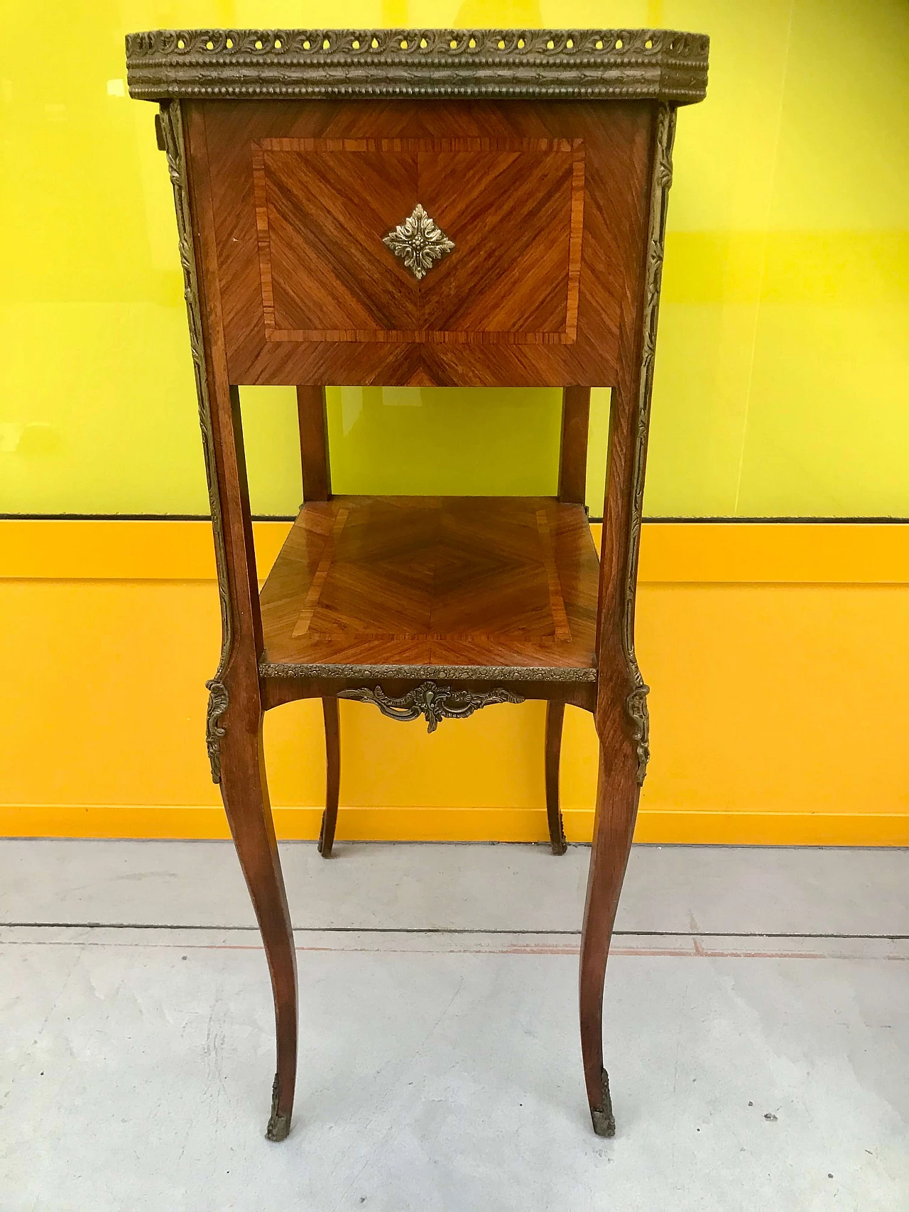 Napoleon III style center table in paved and threaded in wood with bronze details, 19th century 1165360