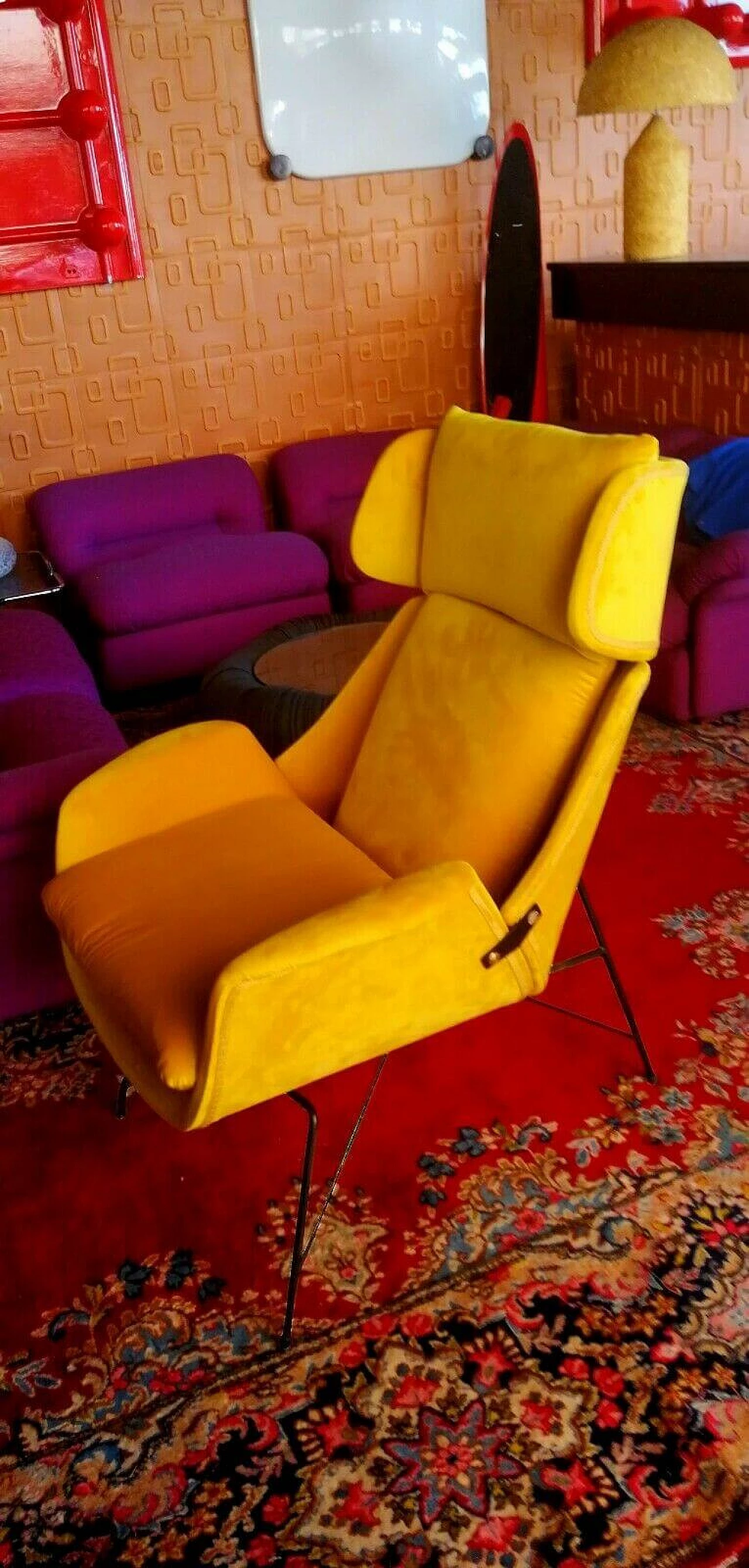 Yellow armchair by Augusto Bozzi for Saporiti, 1950s 1165610