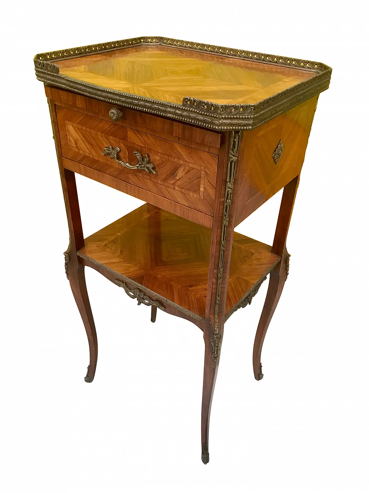 Napoleon III style center table in paved and threaded in wood with bronze details, 19th century 1165703