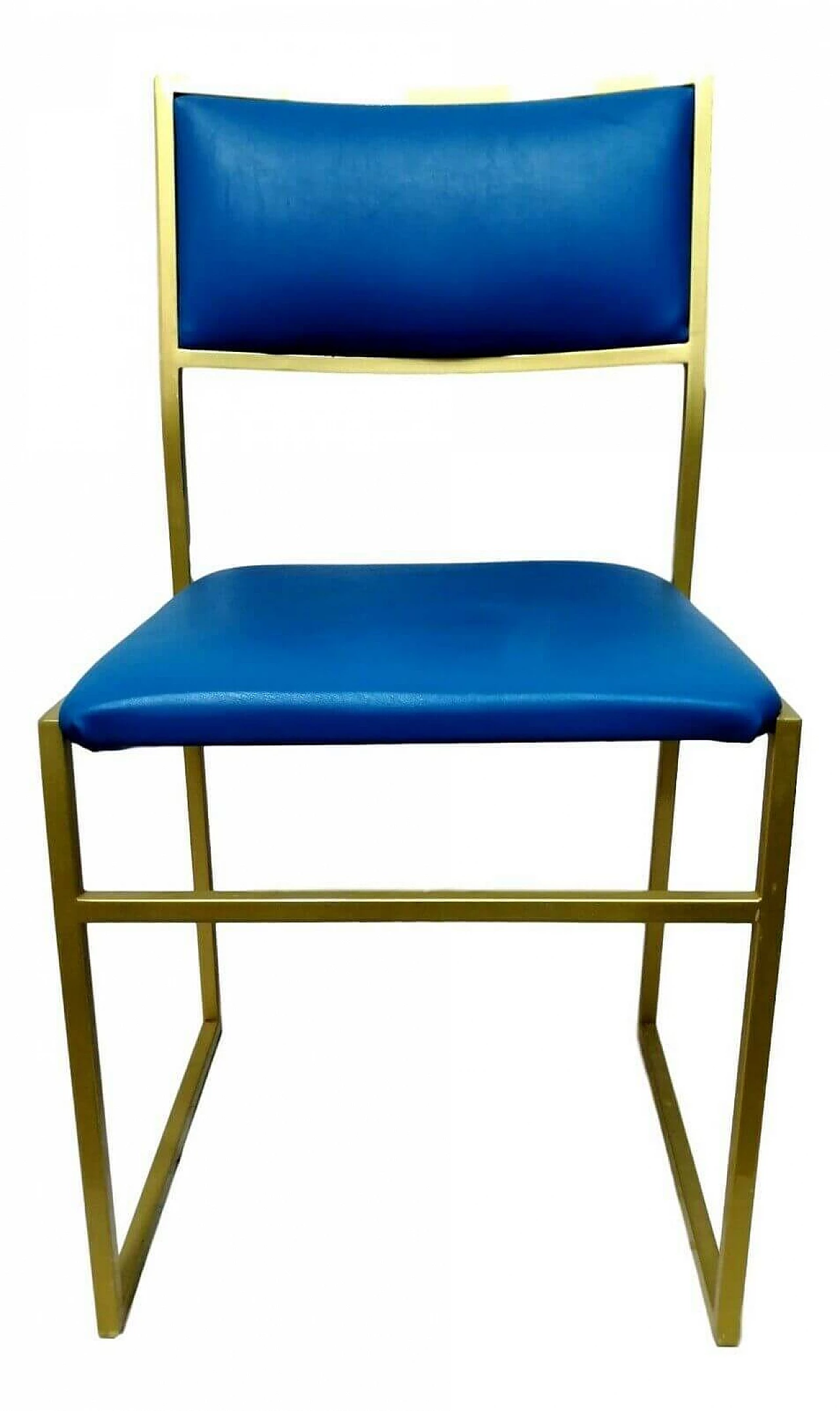 Metal chair and blue seat, 70's 1166247