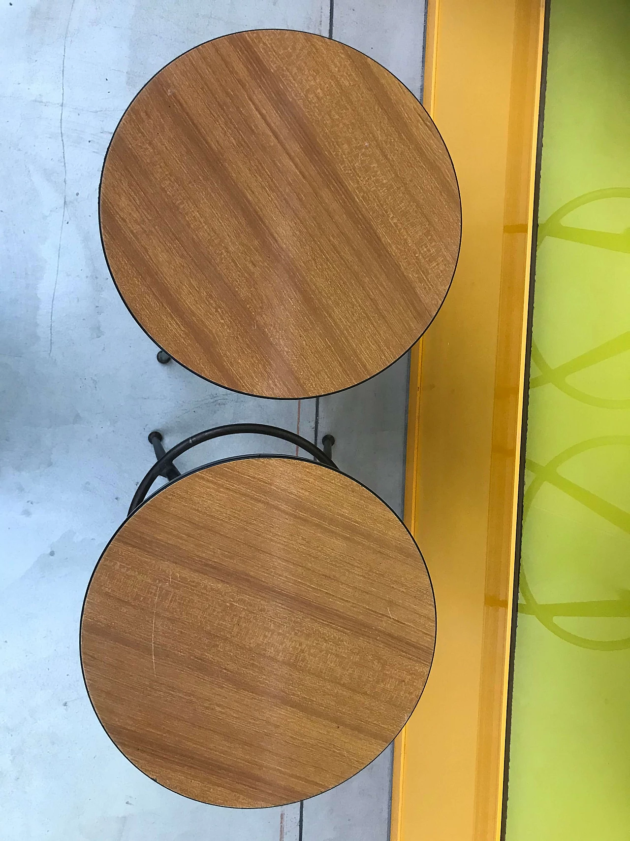 Pair of black metal stools with light laminate top, 1950s 1170720