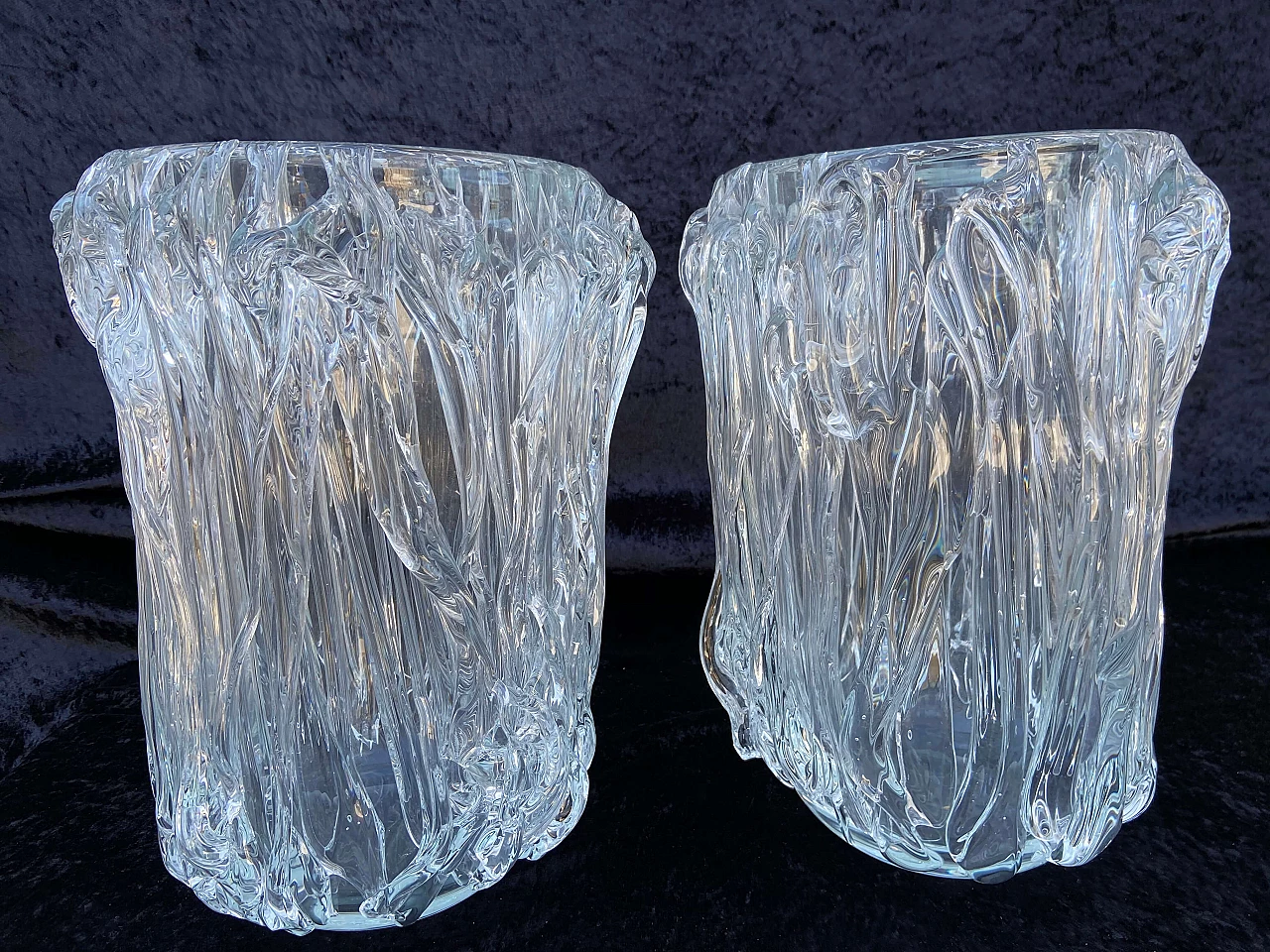 Large pair of Murano glass vases signed Colizza, 60s 1173541