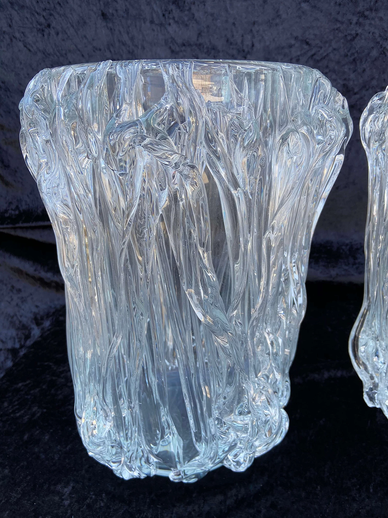 Large pair of Murano glass vases signed Colizza, 60s 1173542