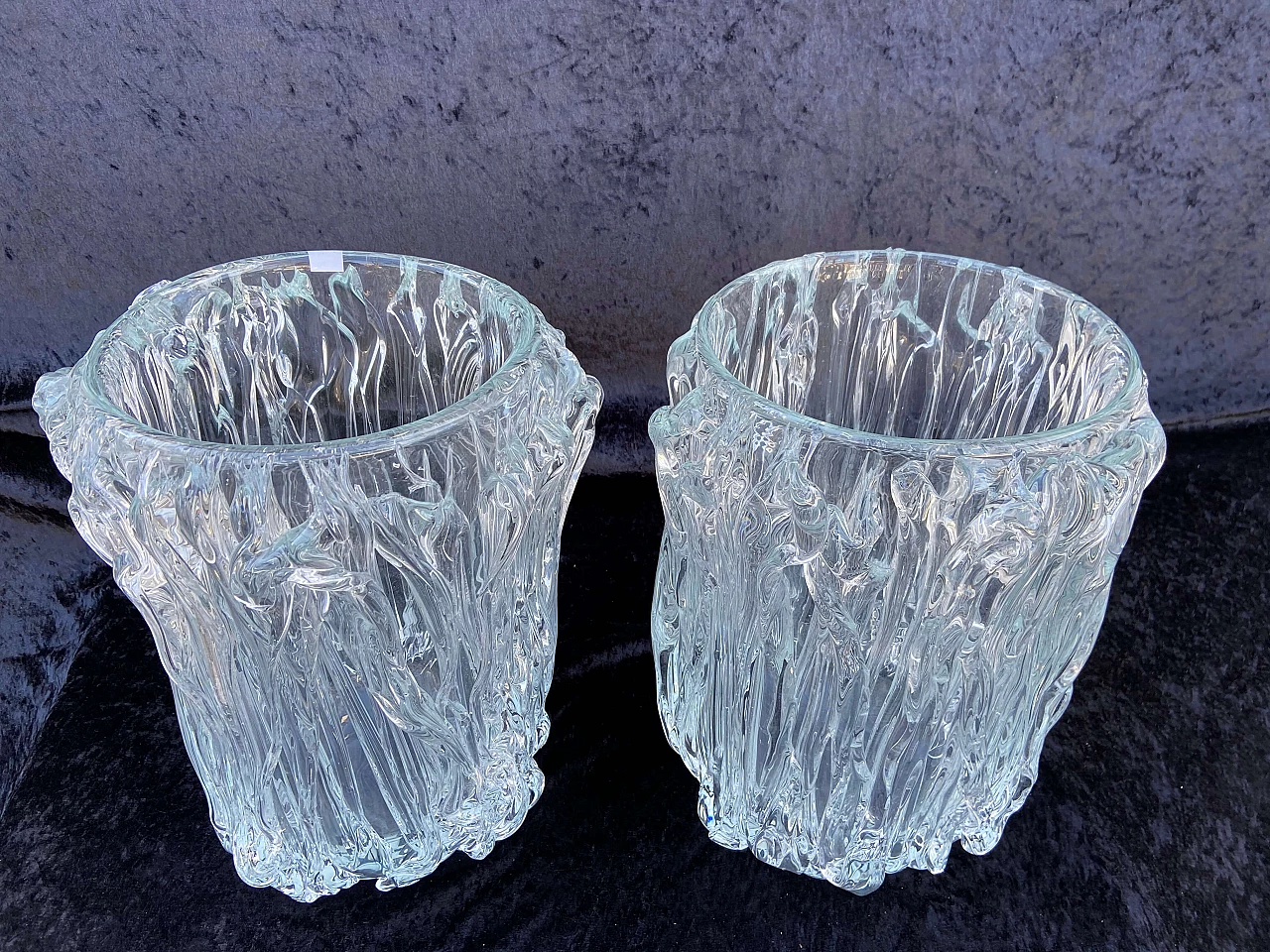 Large pair of Murano glass vases signed Colizza, 60s 1173545