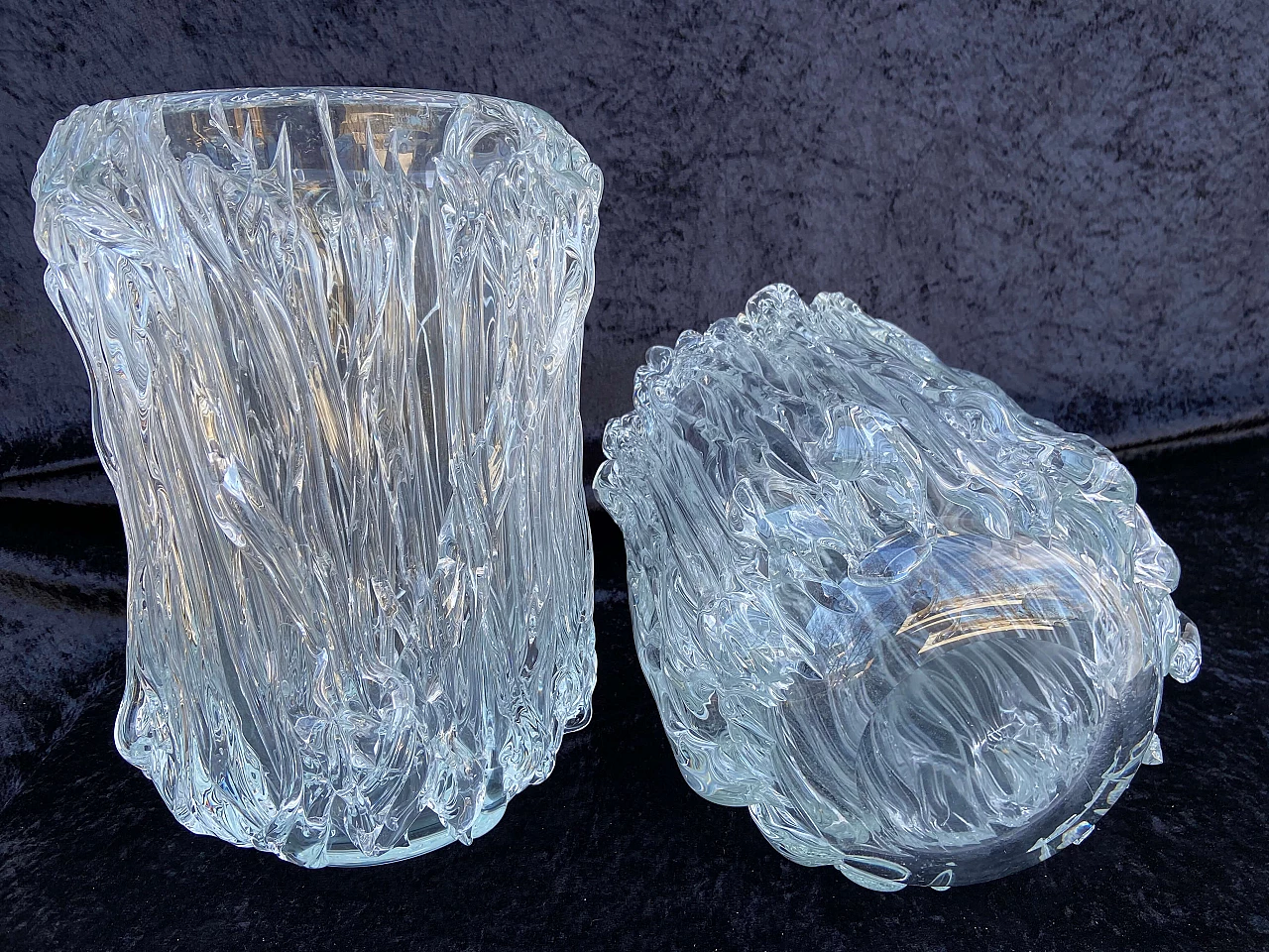 Large pair of Murano glass vases signed Colizza, 60s 1173546