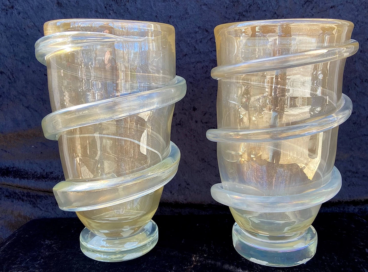 Rare pair of Murano vases with 24-karat gold signed 1173686