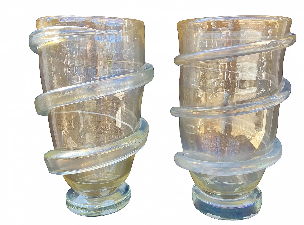 Rare pair of Murano vases with 24-karat gold signed 1173784