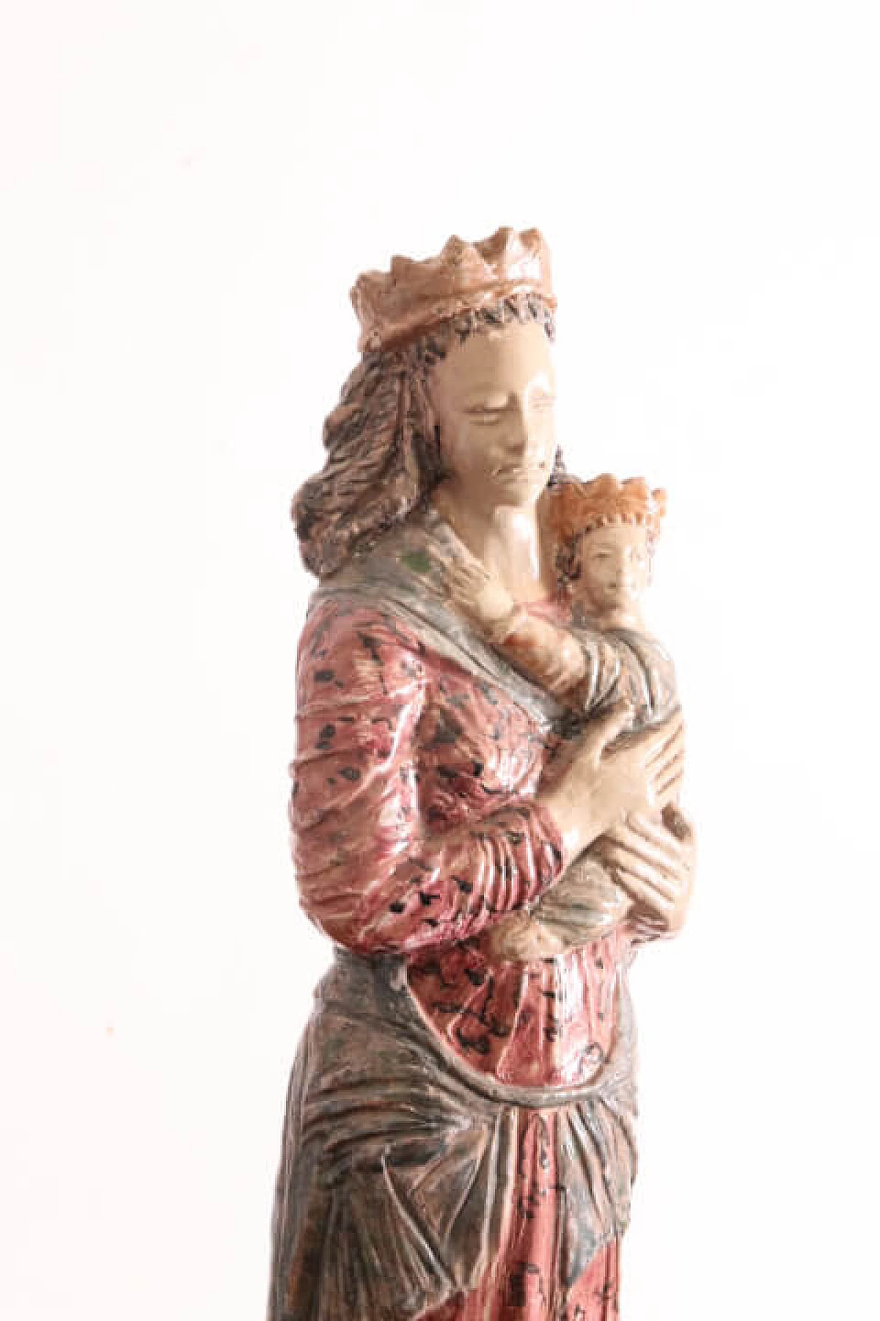 Sculpture of the Virgin in polychrome majolica, 50s 1174578