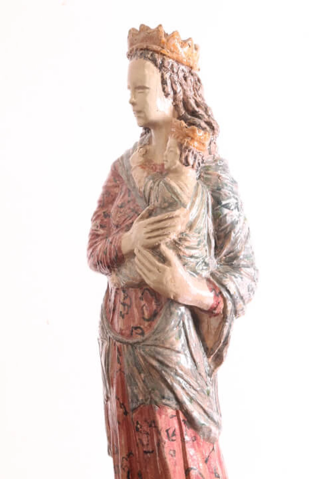 Sculpture of the Virgin in polychrome majolica, 50s 1174580