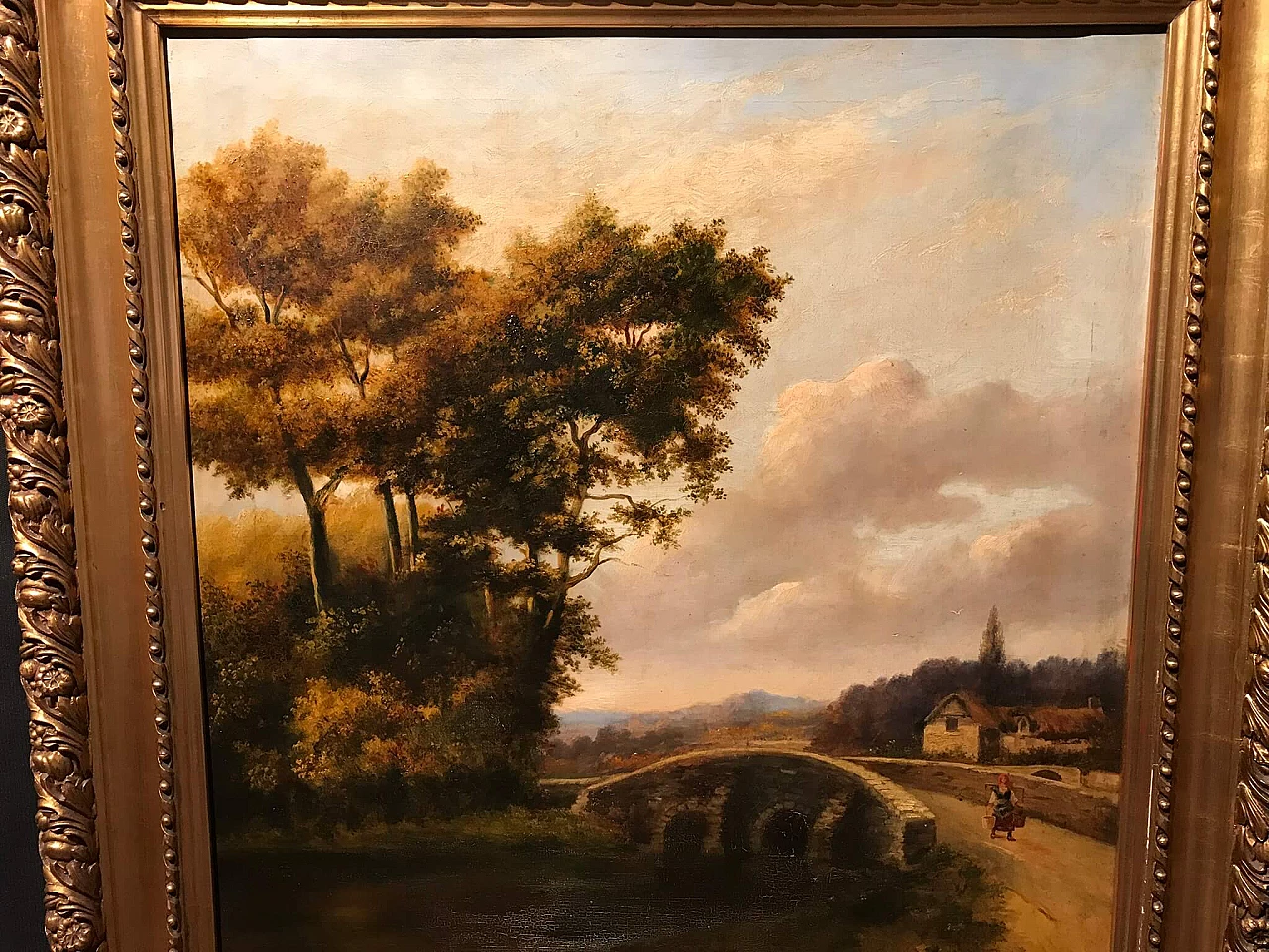 Oil painting on canvas with bucolic landscape, '800 1175913