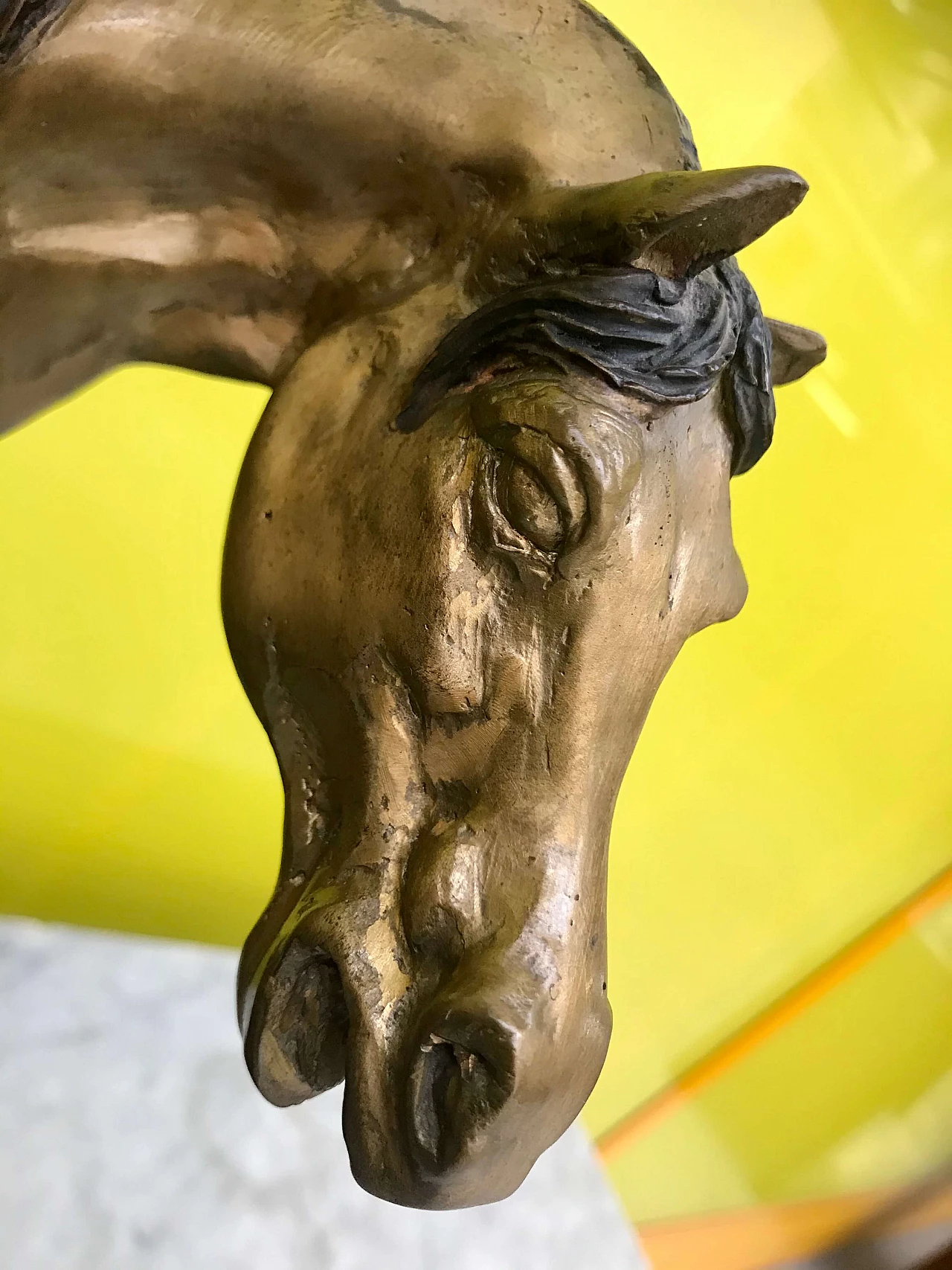 P.J.Mêne, scultura in bronzo dorato e brunito di “Cavallo” con base marmo nero, originale '800 1177736