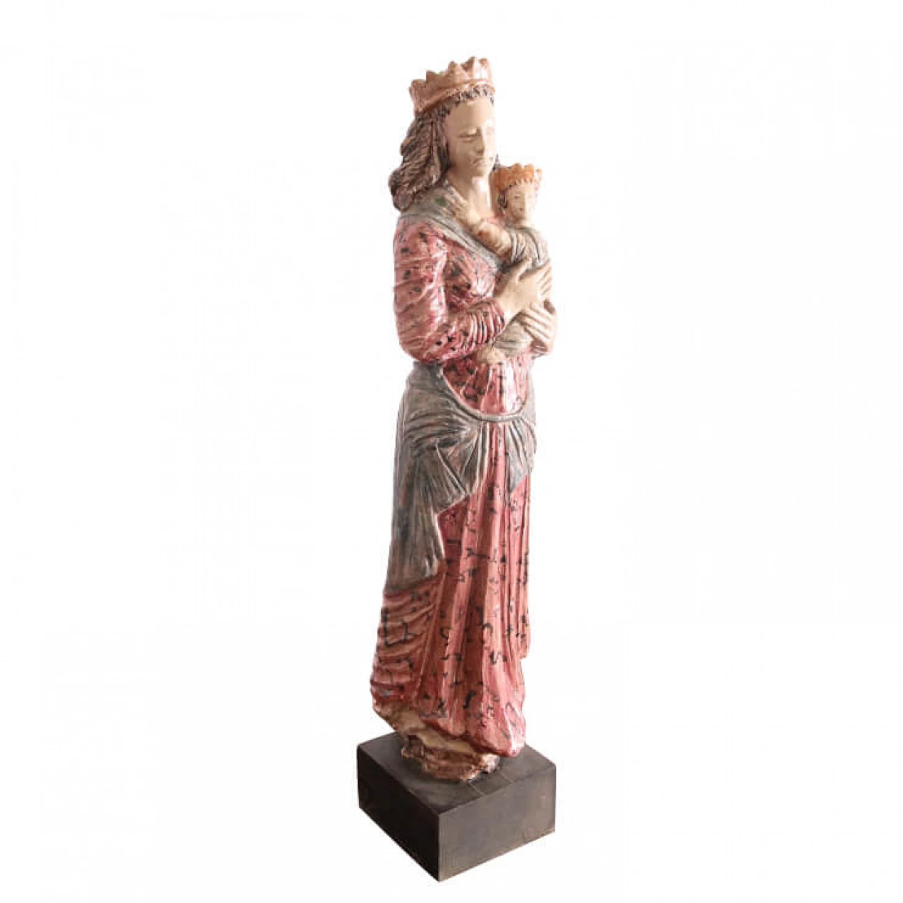 Sculpture of the Virgin in polychrome majolica, 50s 1177805