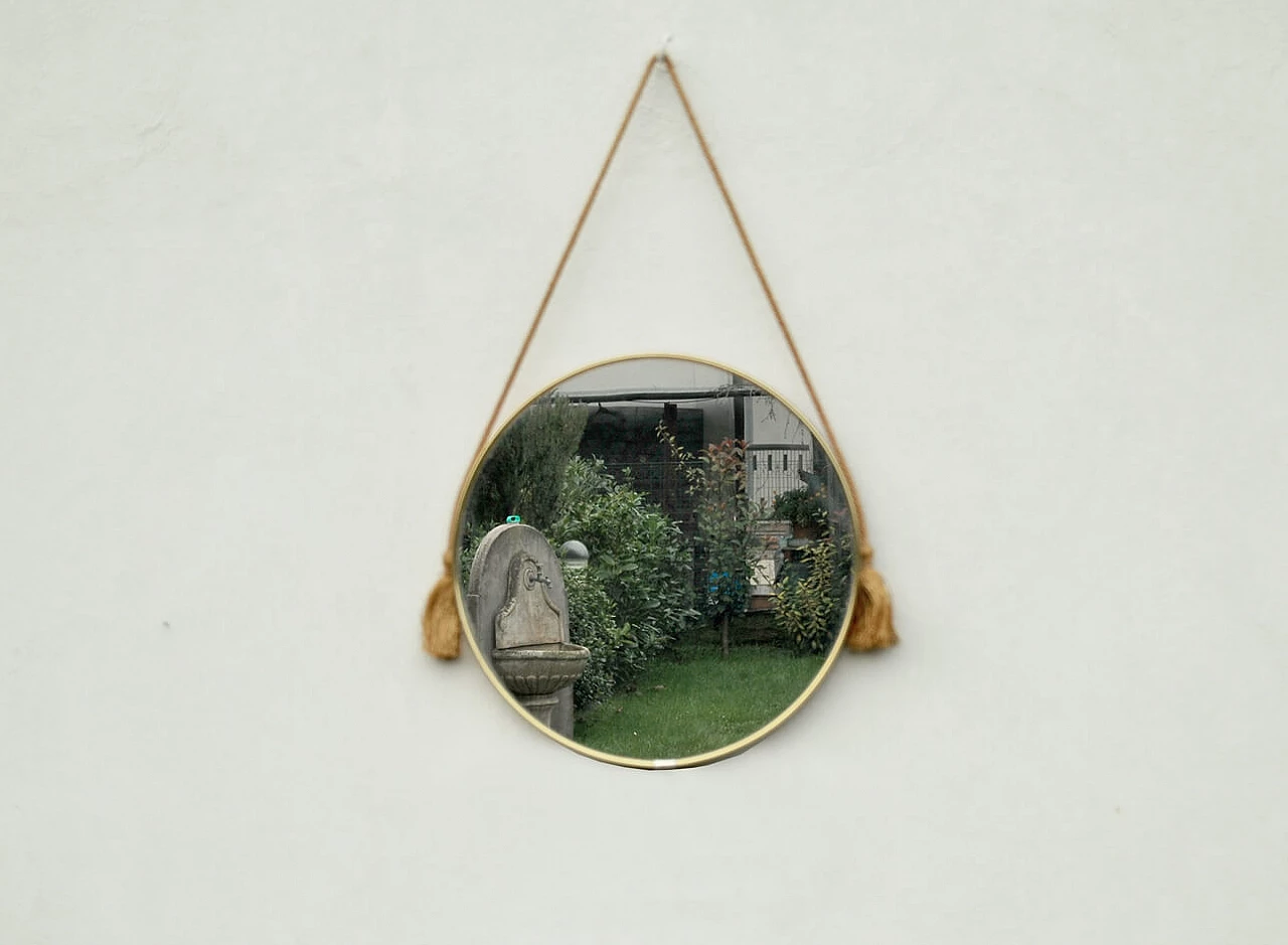 Round brass mirror, 70s 1179933