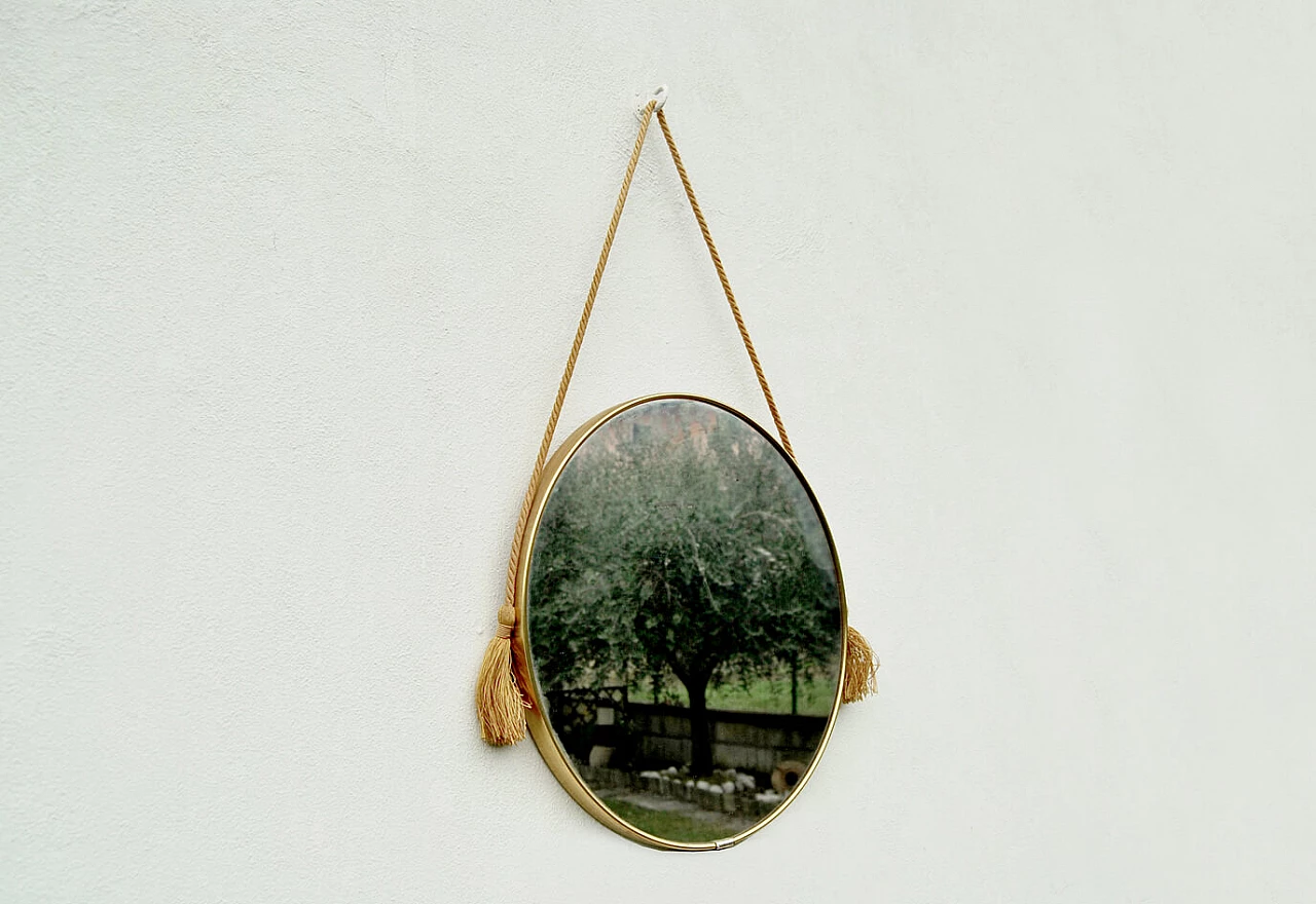 Round brass mirror, 70s 1179935